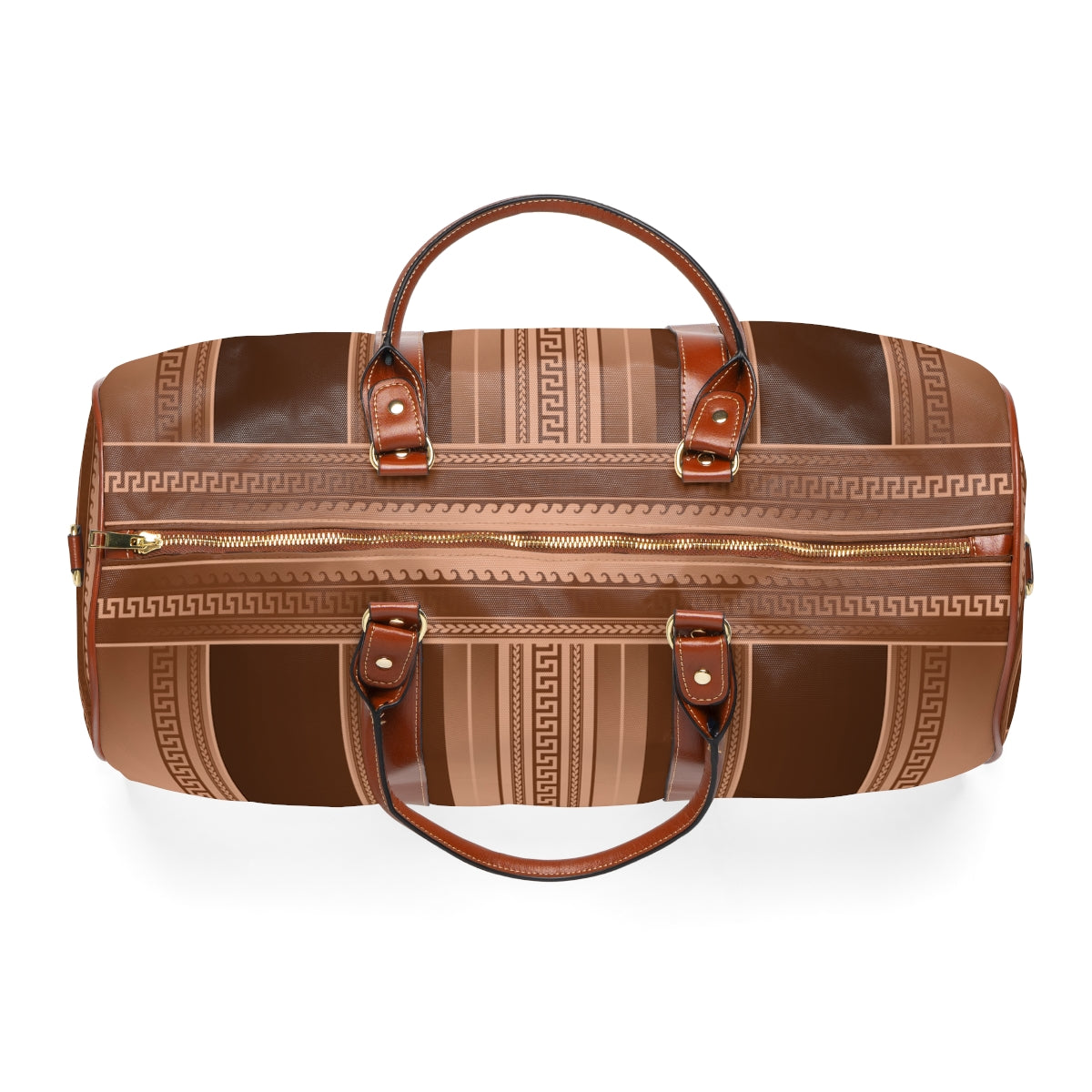 Bronze Greek Key Waterproof Travel Bag