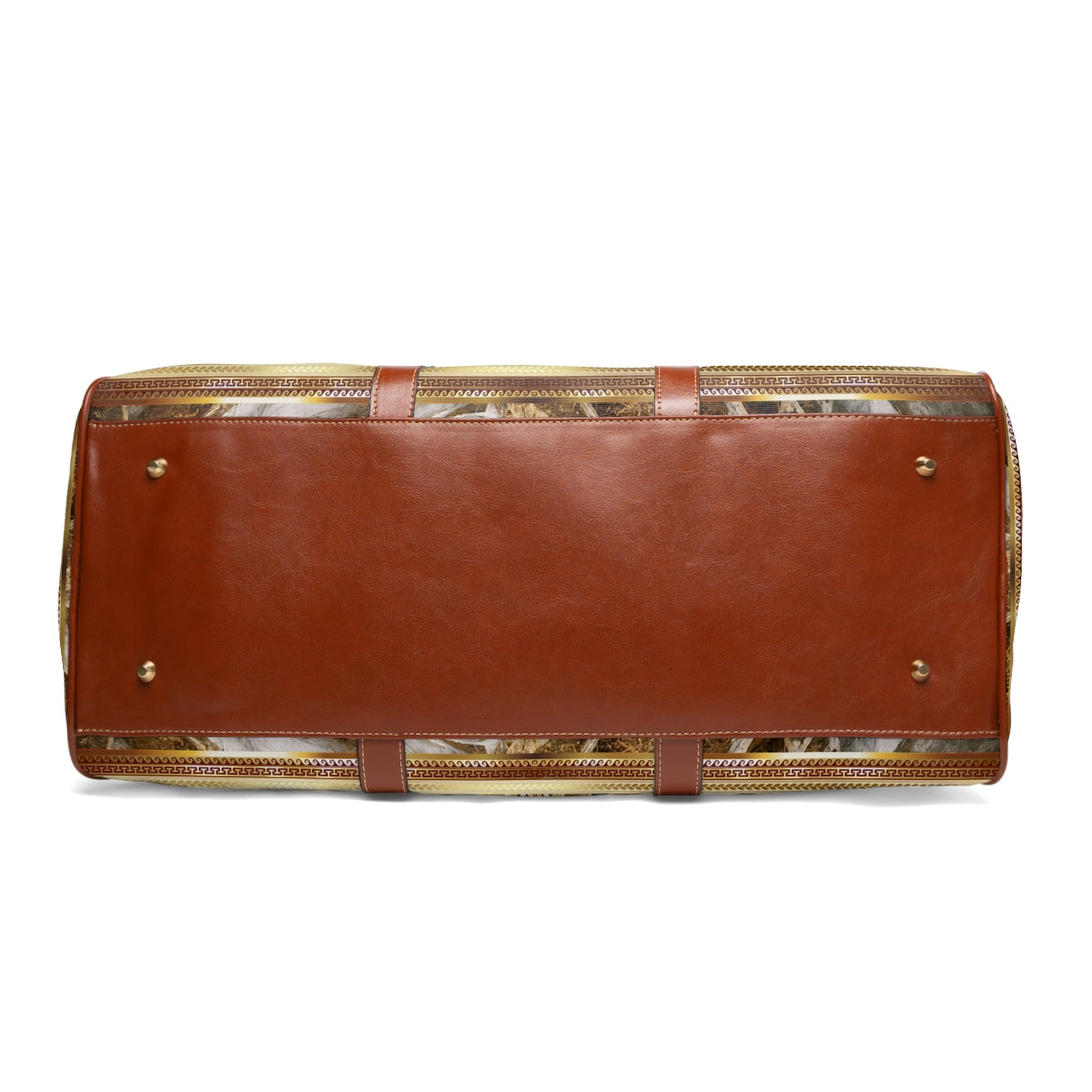 Greek Key Maroon Gold Stone Pattern Waterproof Travel Bag