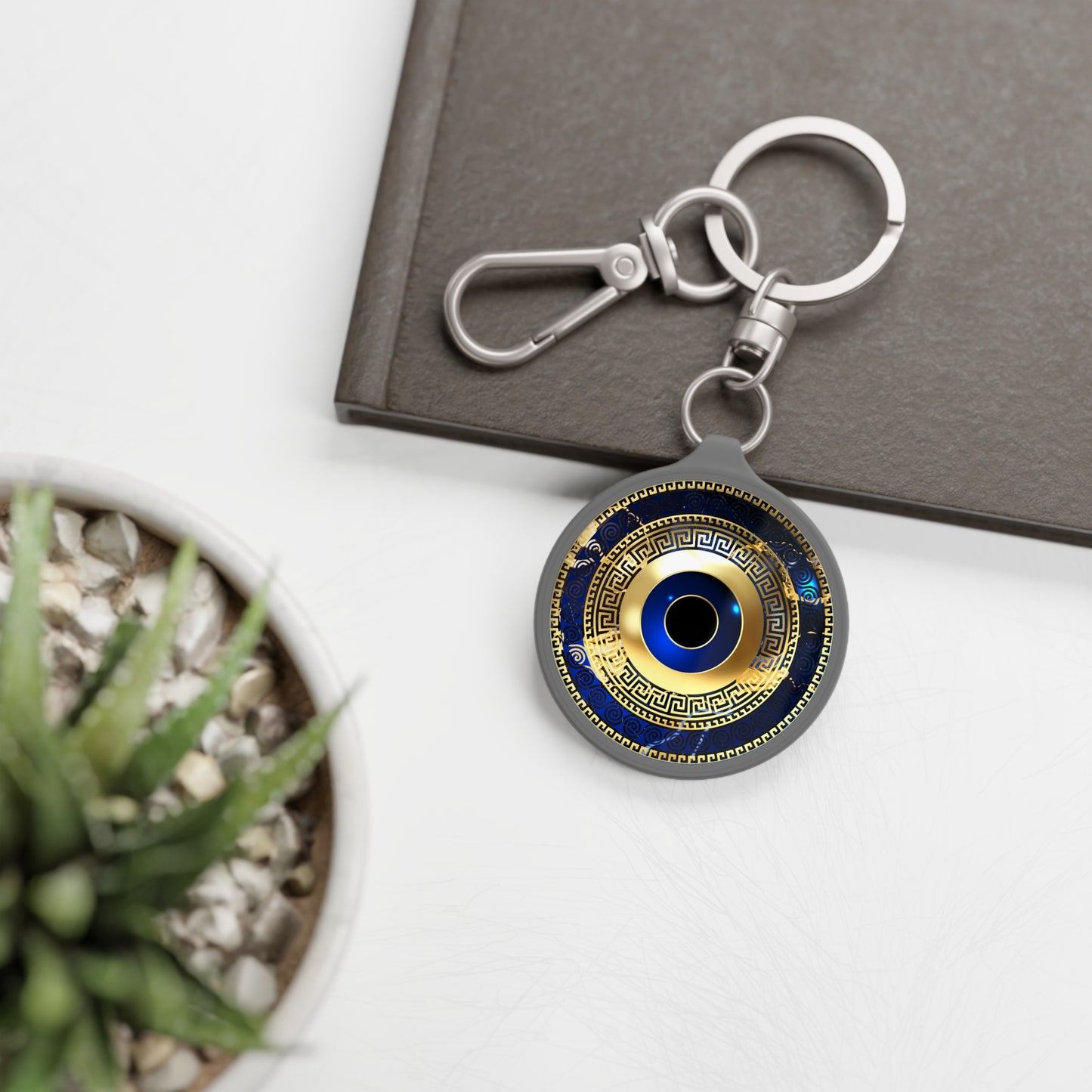 Mati Evil Eye Blue Gold Keychain