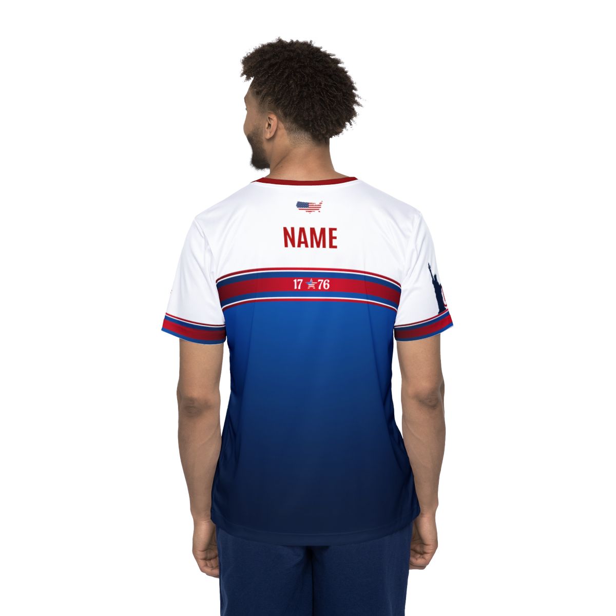 USA Soccer Jersey Blue White Red Trim