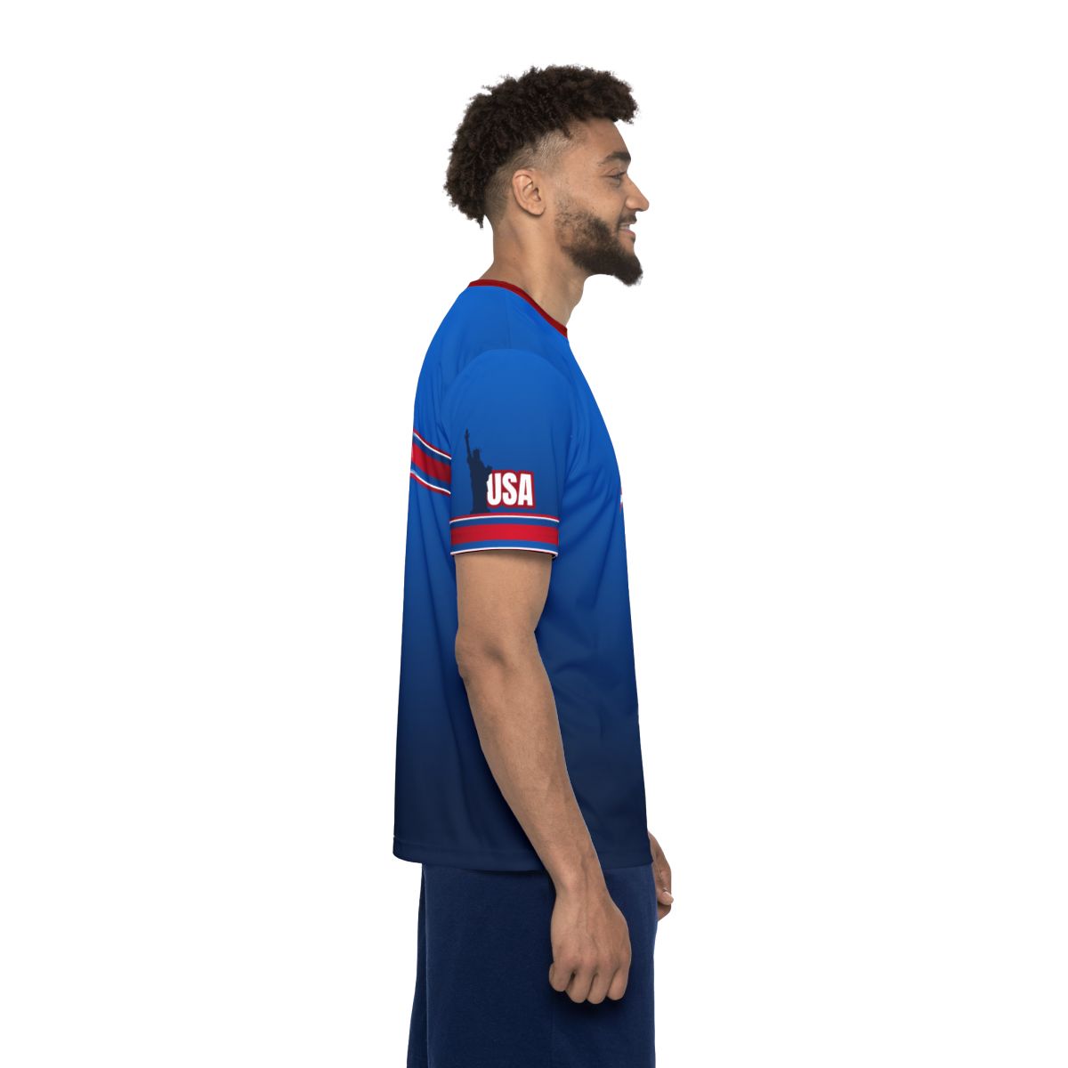 USA Star Soccer Jersey Blue Red Trim