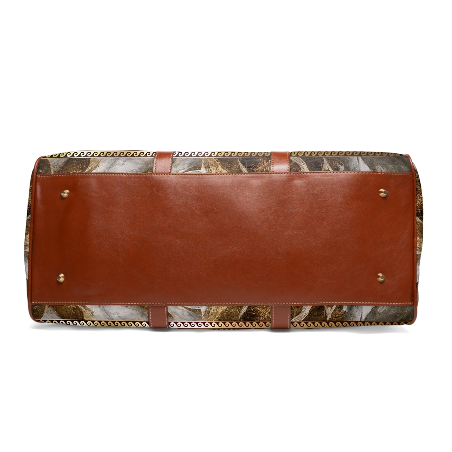 Maroon Gold Black Large Greek Key Waterproof Travel Bag