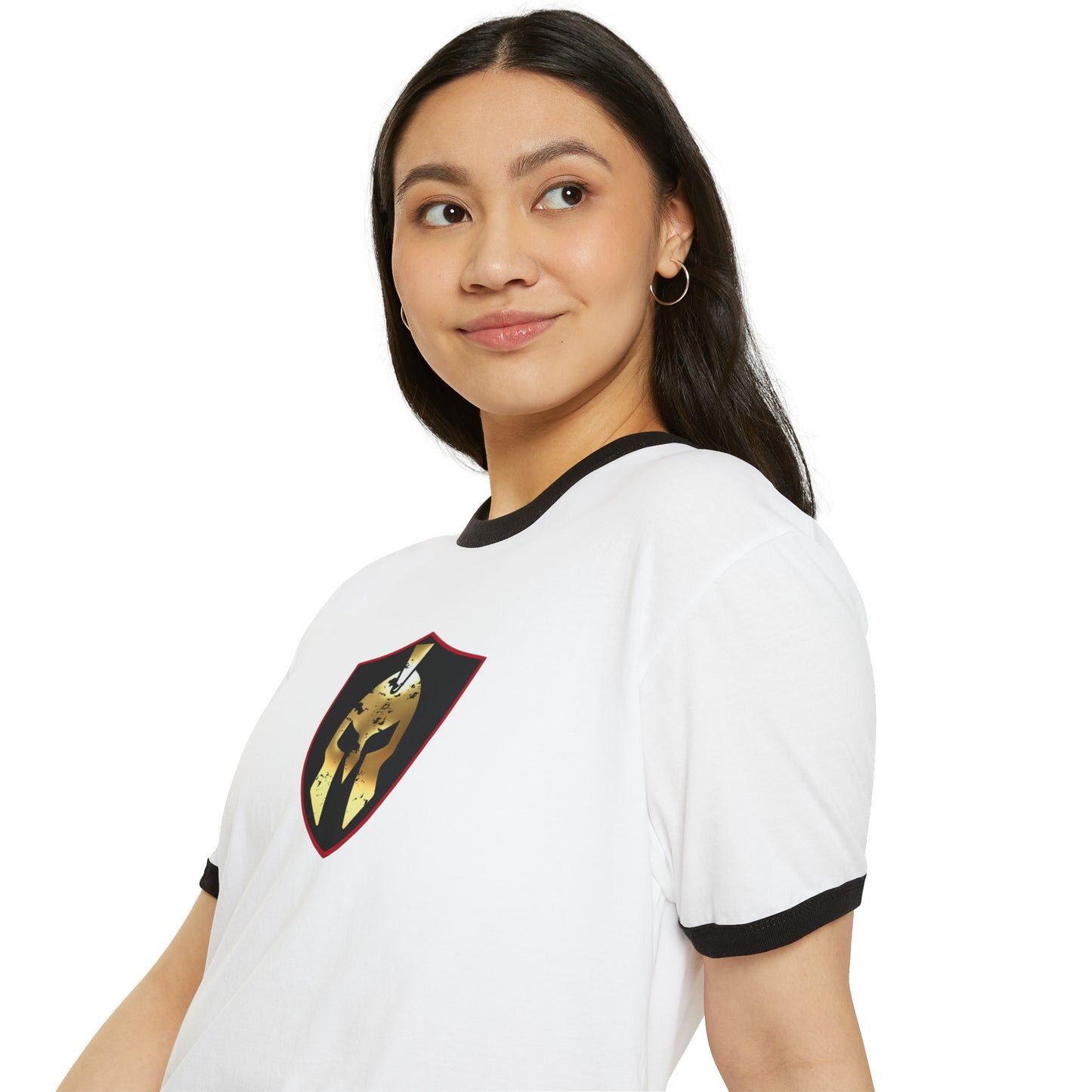 Spartan Helmet Gold Unisex Cotton Ringer T-Shirt