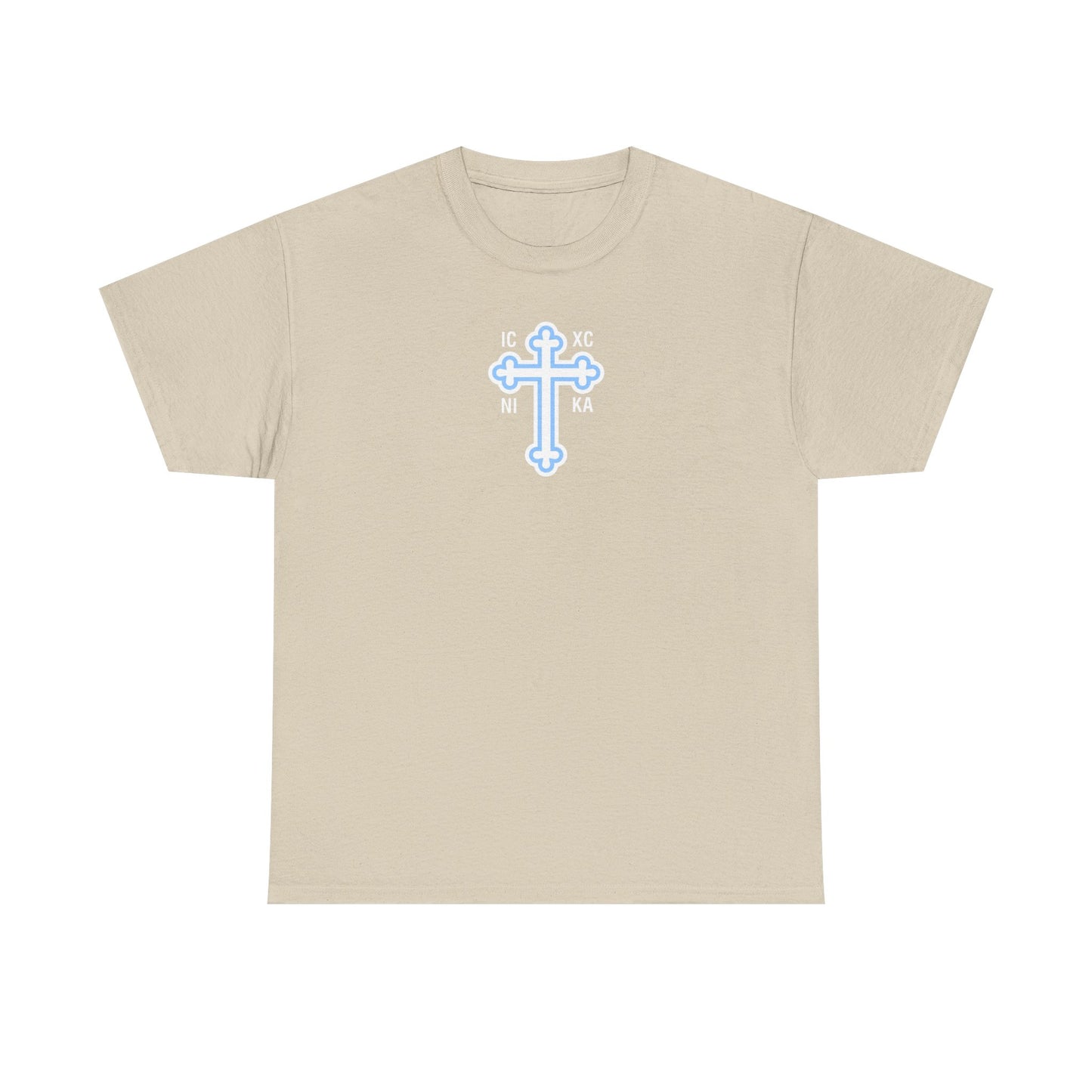 Greek Orthodox Cross White Blue GOYA Unisex Heavy Cotton Tee