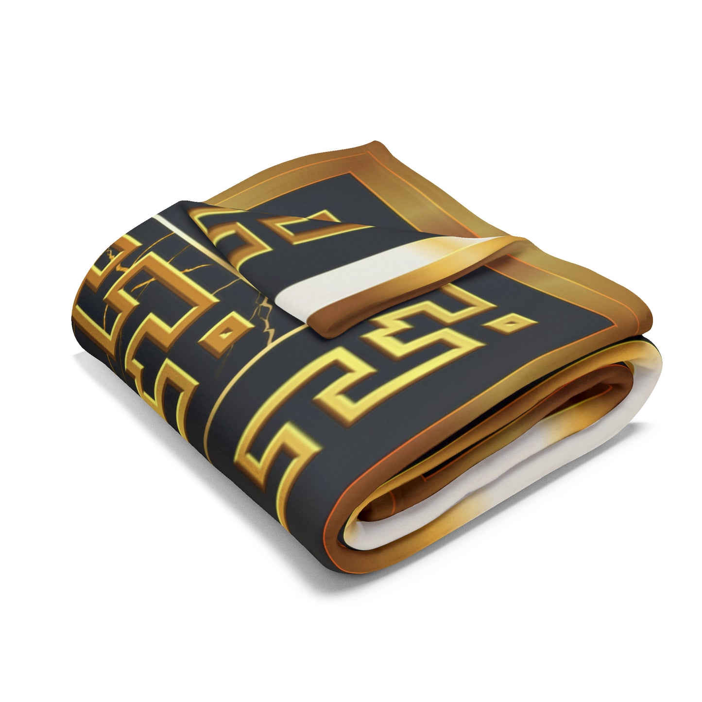 Greek Key Gold Black Marbleized Arctic Fleece Blanket