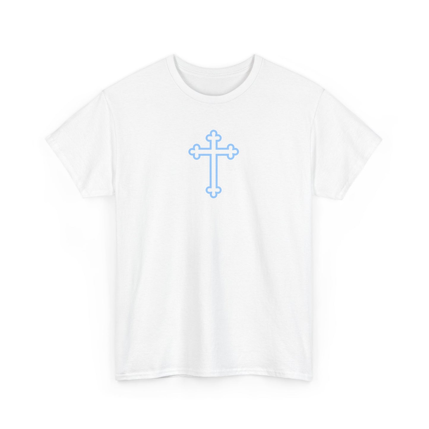 Greek Orthodox Cross White Blue GOYA Unisex Heavy Cotton Tee