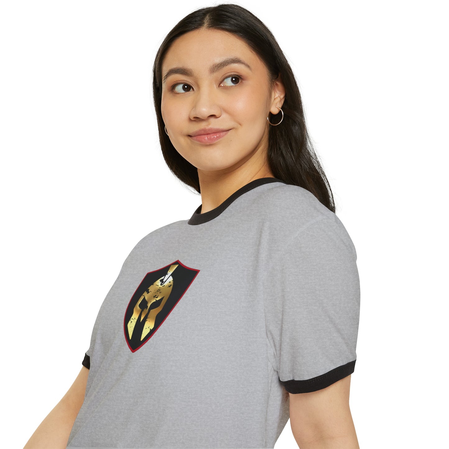 Spartan Helmet Gold Unisex Cotton Ringer T-Shirt