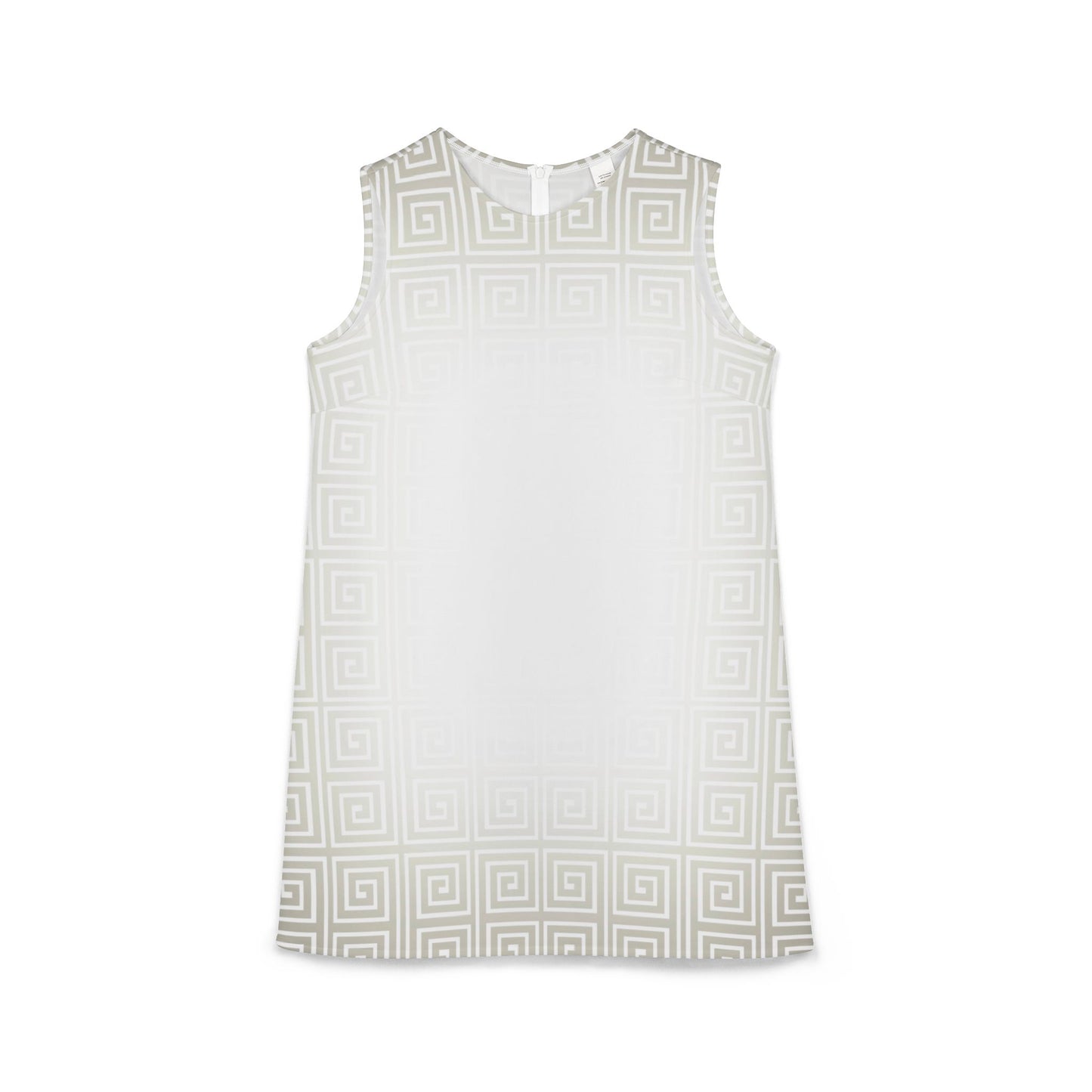 Greek Key Cream White A-line Sleeveless Dress