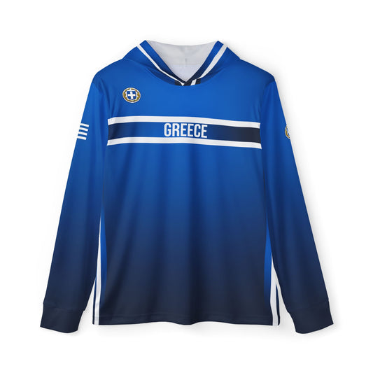 Greece Blue Sports Warmup Hoodie