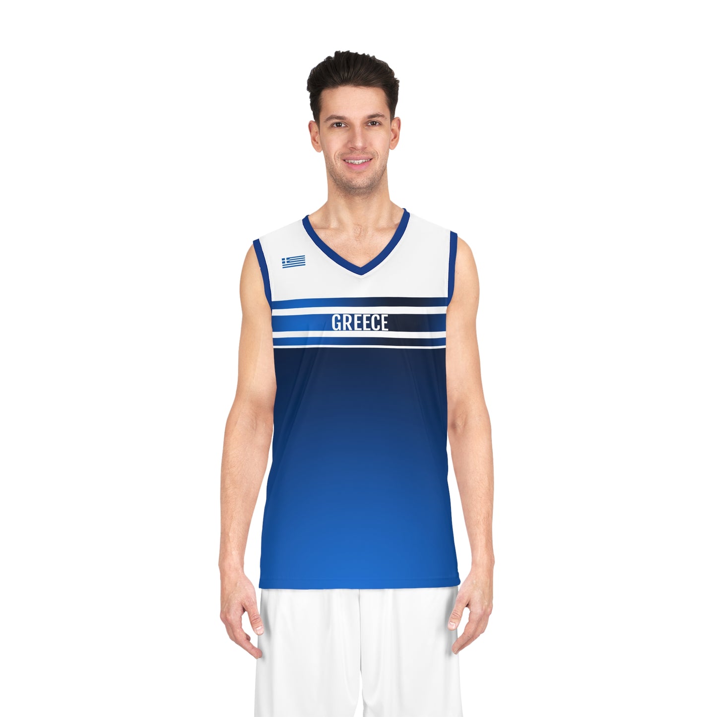 Greece Blue White Basketball Jersey