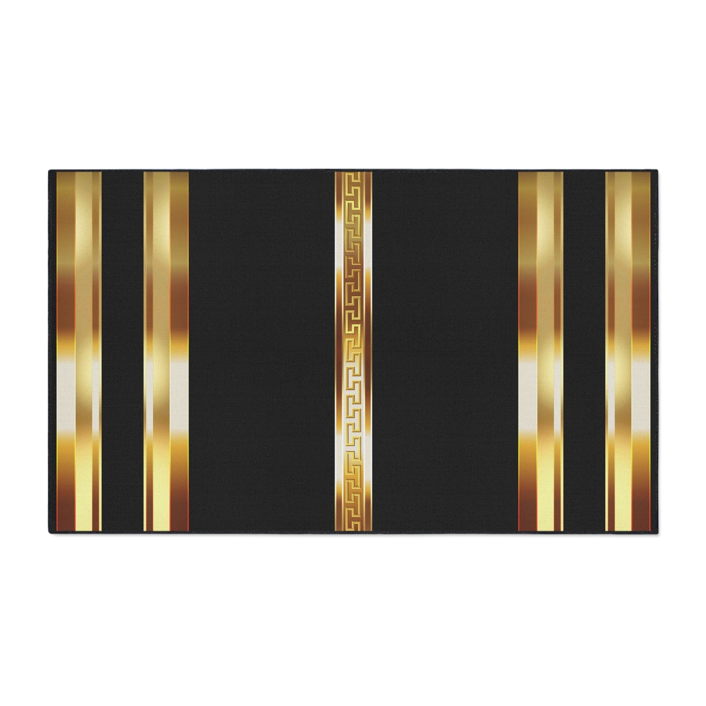 Black Gold Greek Key Heavy Duty Door/Kitchen/Bath Floor Mat