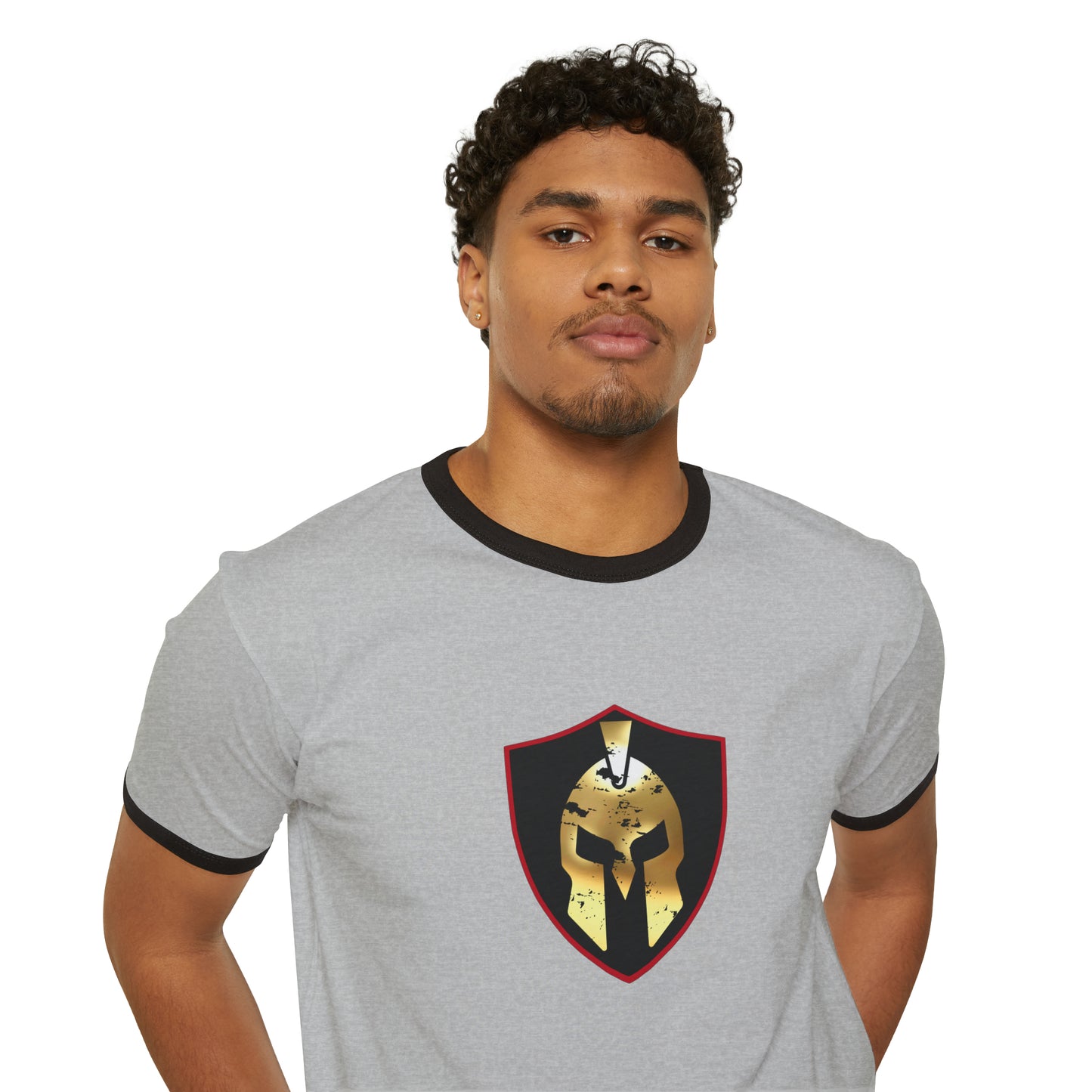 Spartan Helmet Gold Unisex Cotton Ringer T-Shirt