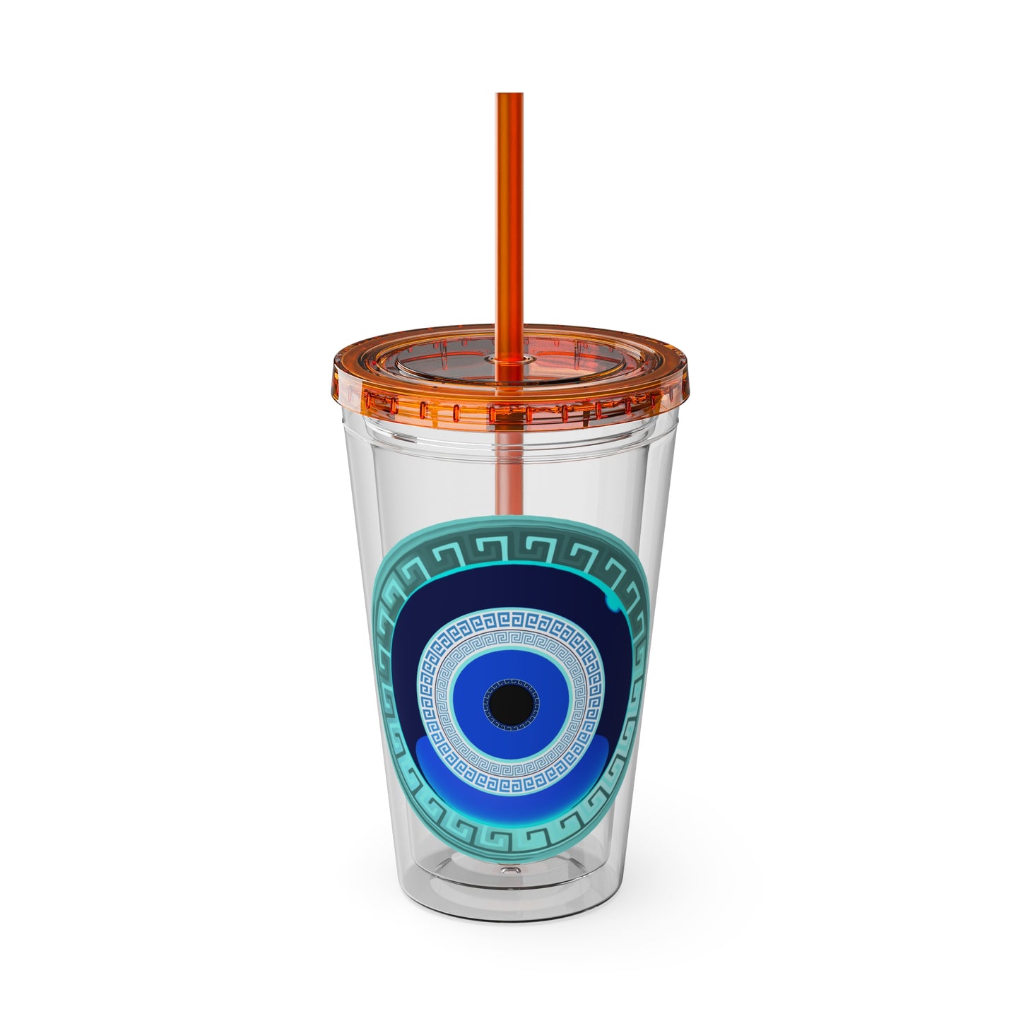 Mati Evil Eye Sunsplash Tumbler with Straw, 16oz