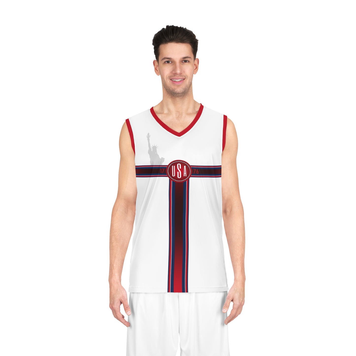 USA White Red Blue Washington Basketball Jersey