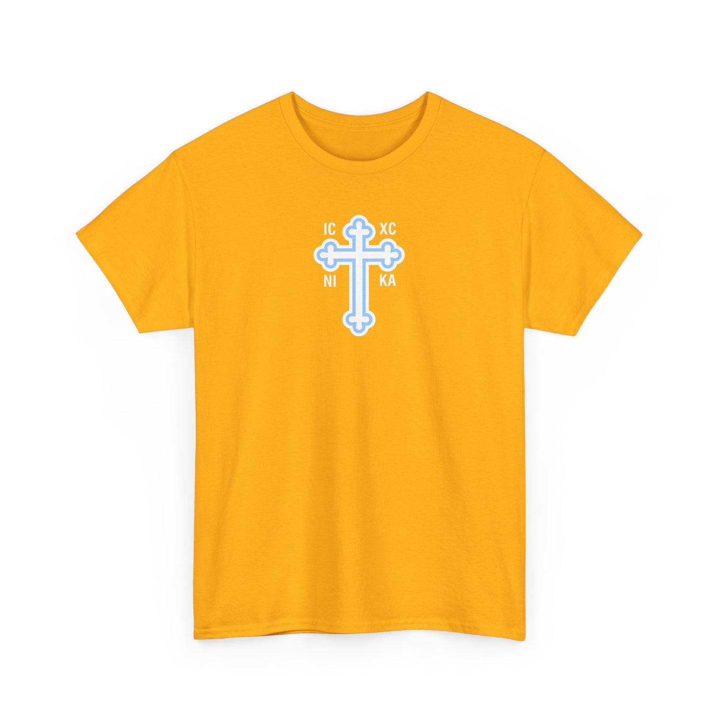 Greek Orthodox Cross White Blue GOYA Unisex Heavy Cotton Tee