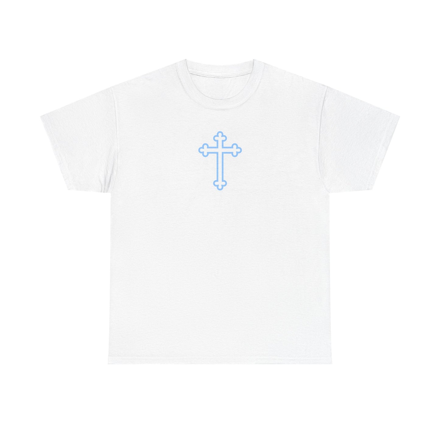 Greek Orthodox Cross White Blue GOYA Unisex Heavy Cotton Tee