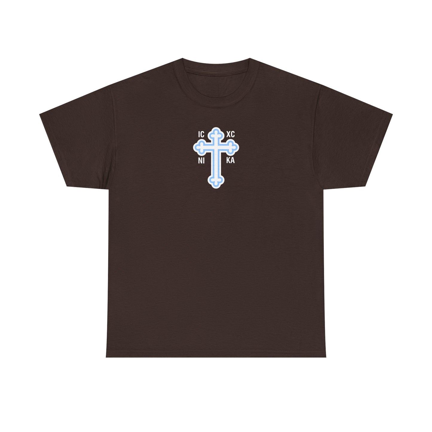 Greek Orthodox Cross White Blue GOYA Unisex Heavy Cotton Tee