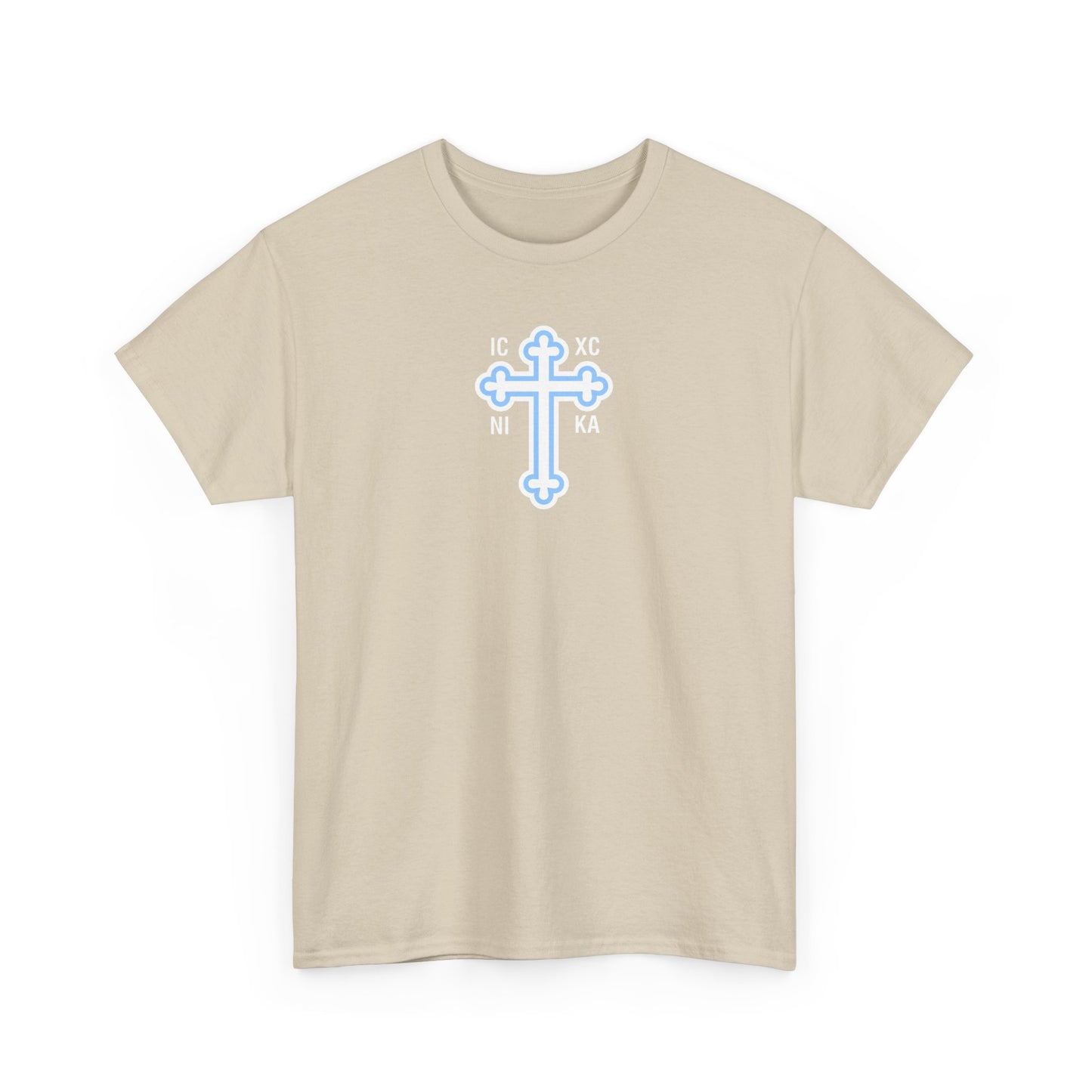 Greek Orthodox Cross White Blue GOYA Unisex Heavy Cotton Tee