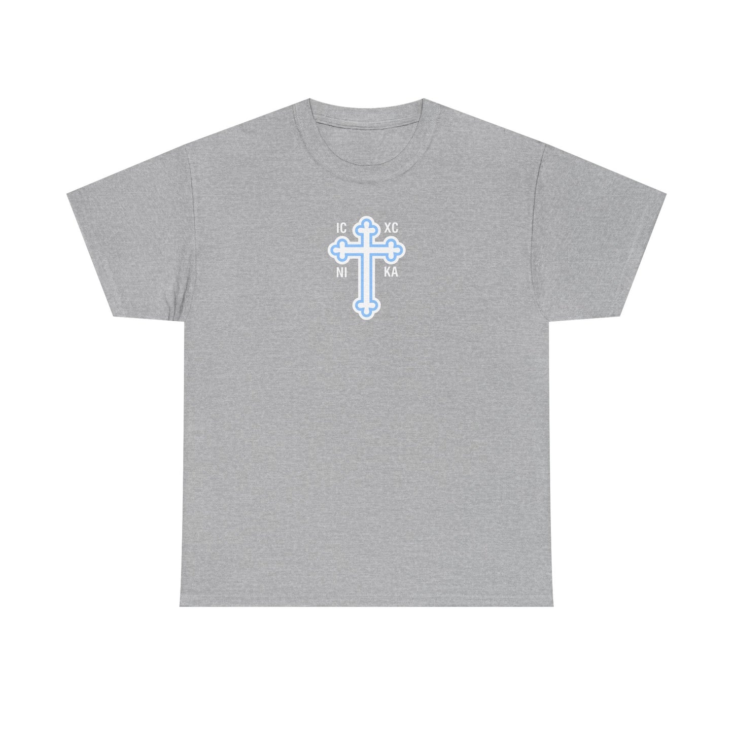 Greek Orthodox Cross White Blue GOYA Unisex Heavy Cotton Tee