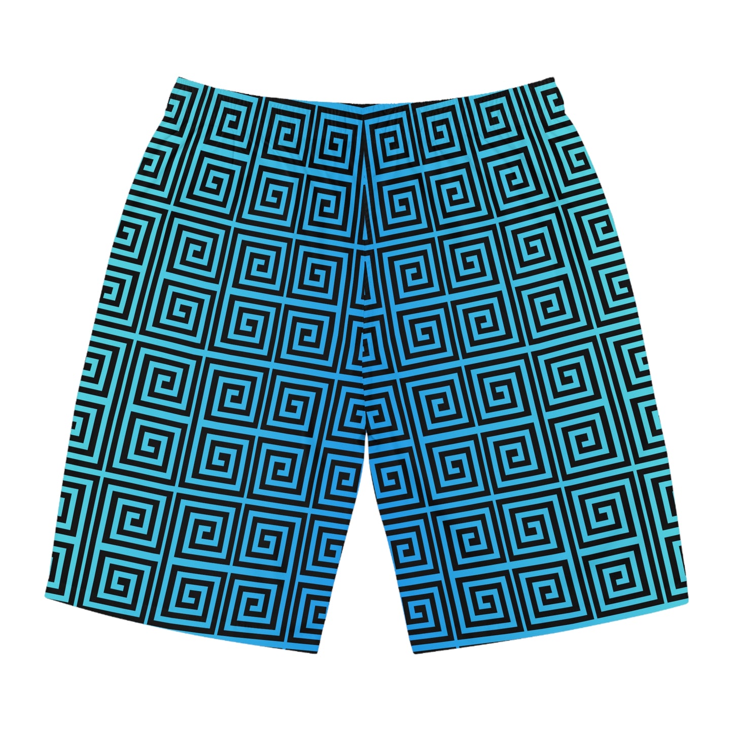 Aqua Greek Key Men's Board Shorts Yanni Collection
