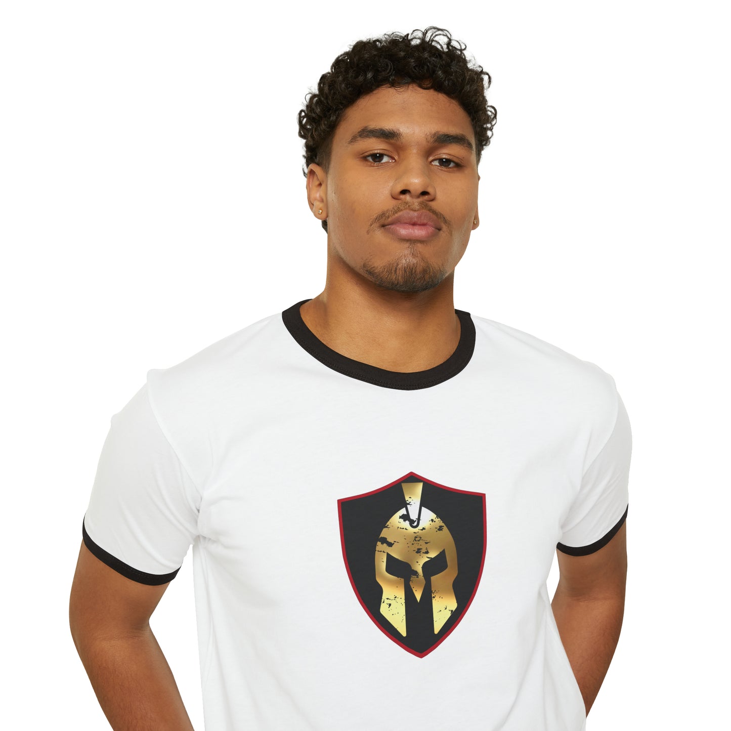 Spartan Helmet Gold Unisex Cotton Ringer T-Shirt