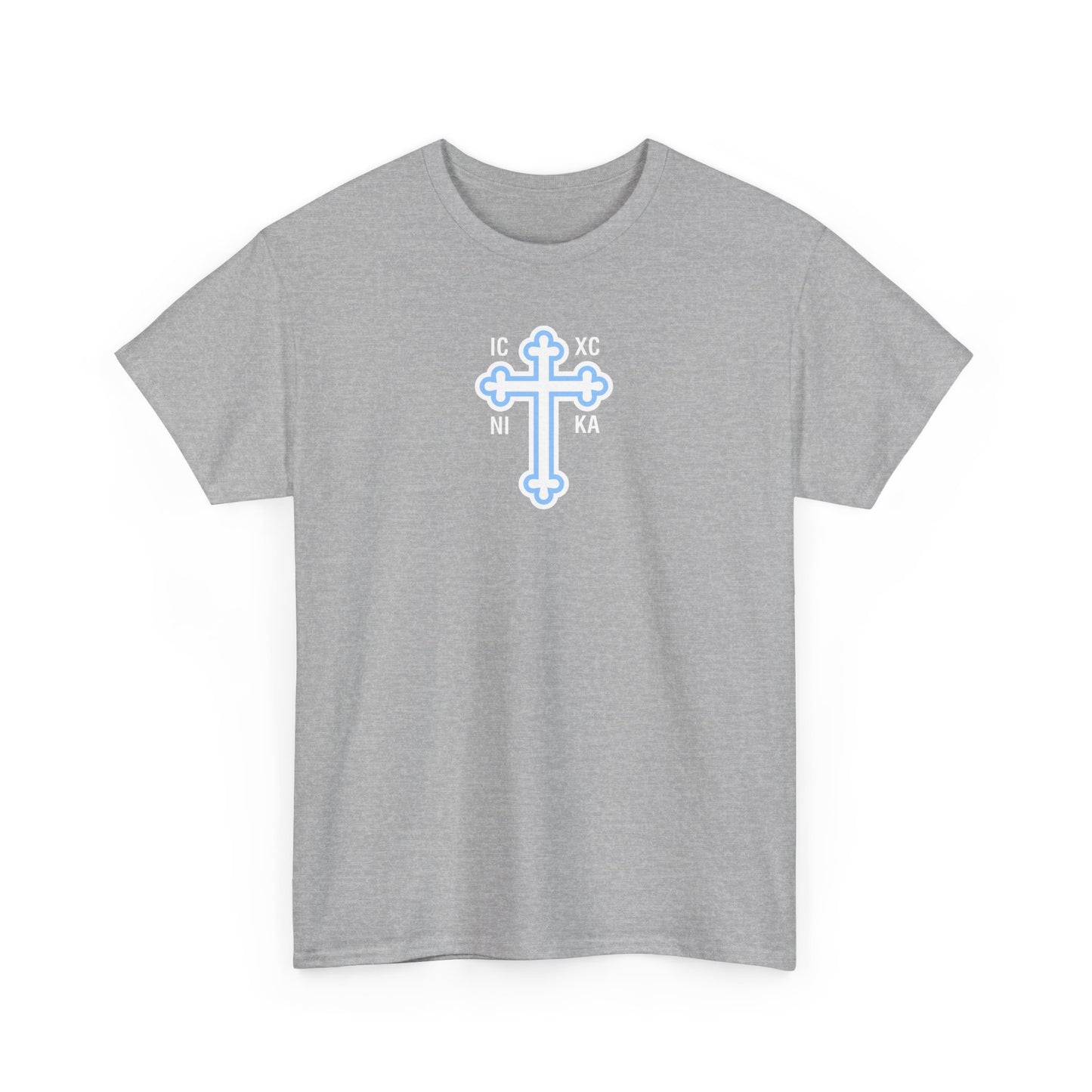 Greek Orthodox Cross White Blue GOYA Unisex Heavy Cotton Tee