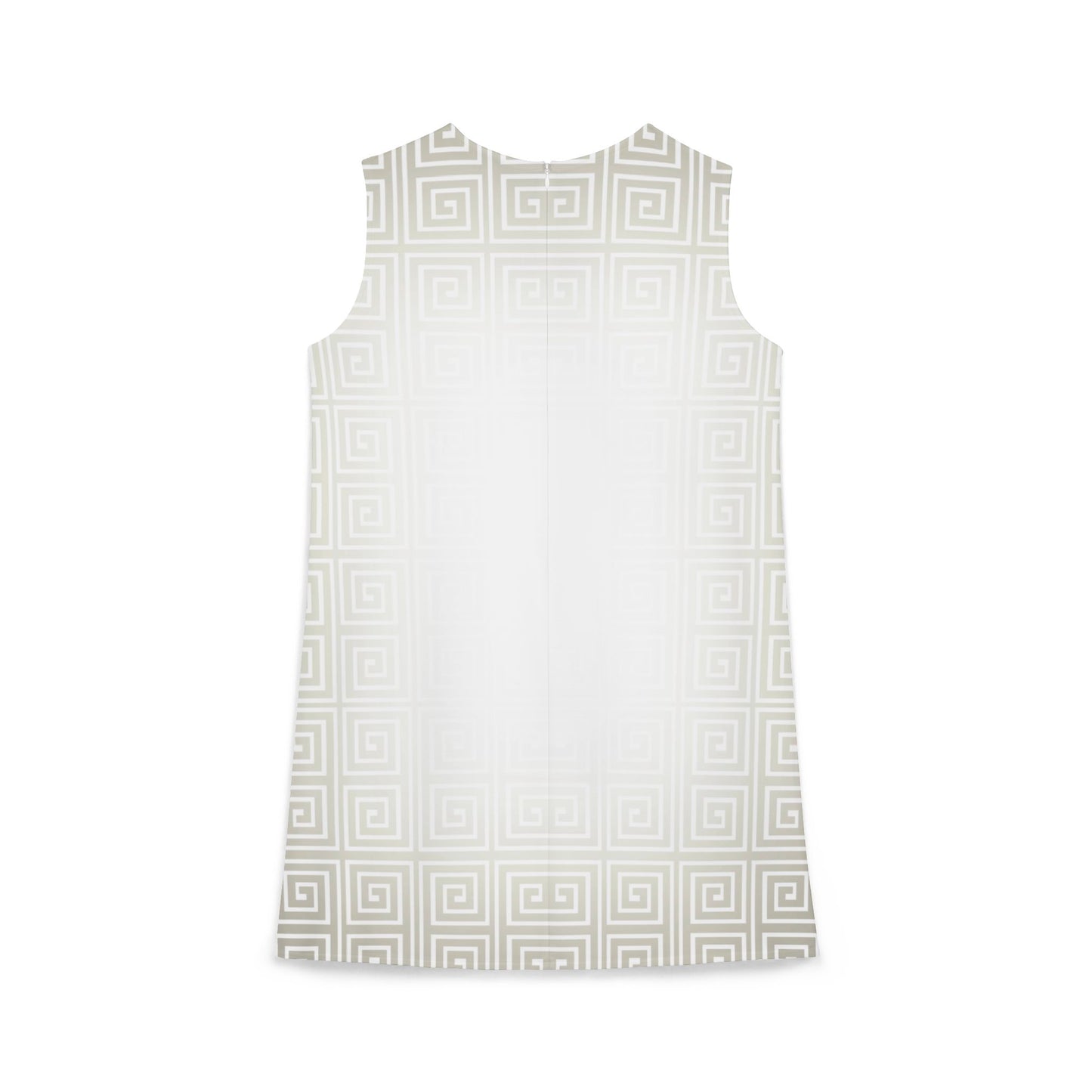 Greek Key Cream White A-line Sleeveless Dress