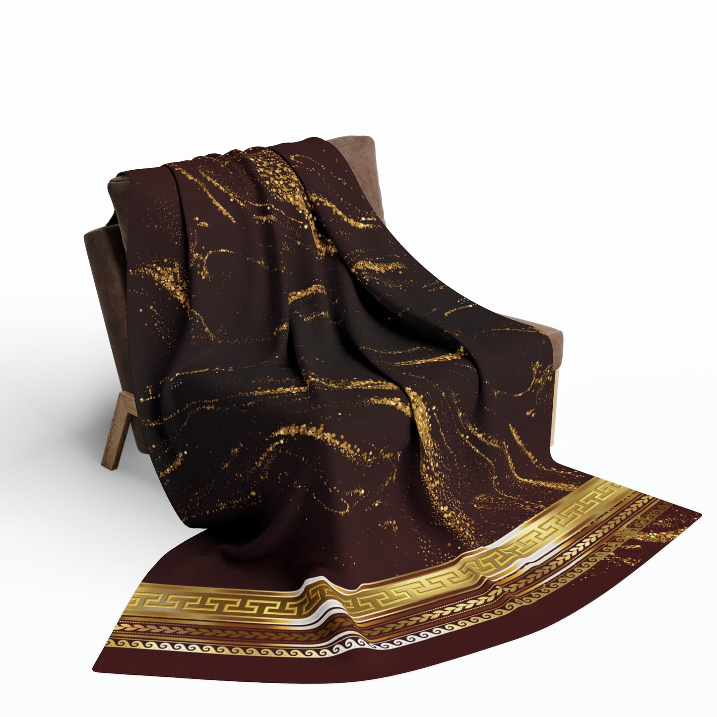 Greek Key Gold Flake Maroon Arctic Fleece Blanket