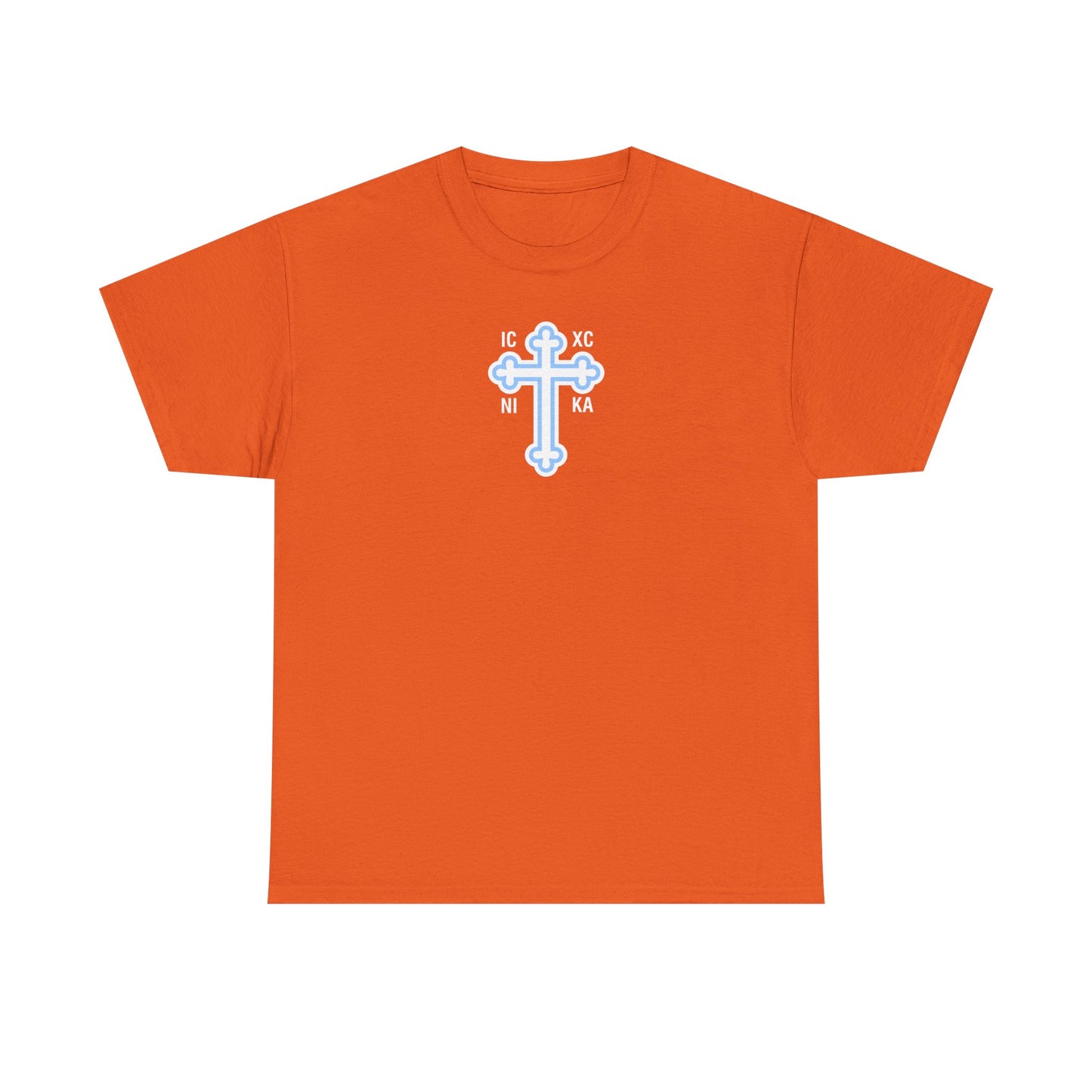 Greek Orthodox Cross White Blue GOYA Unisex Heavy Cotton Tee