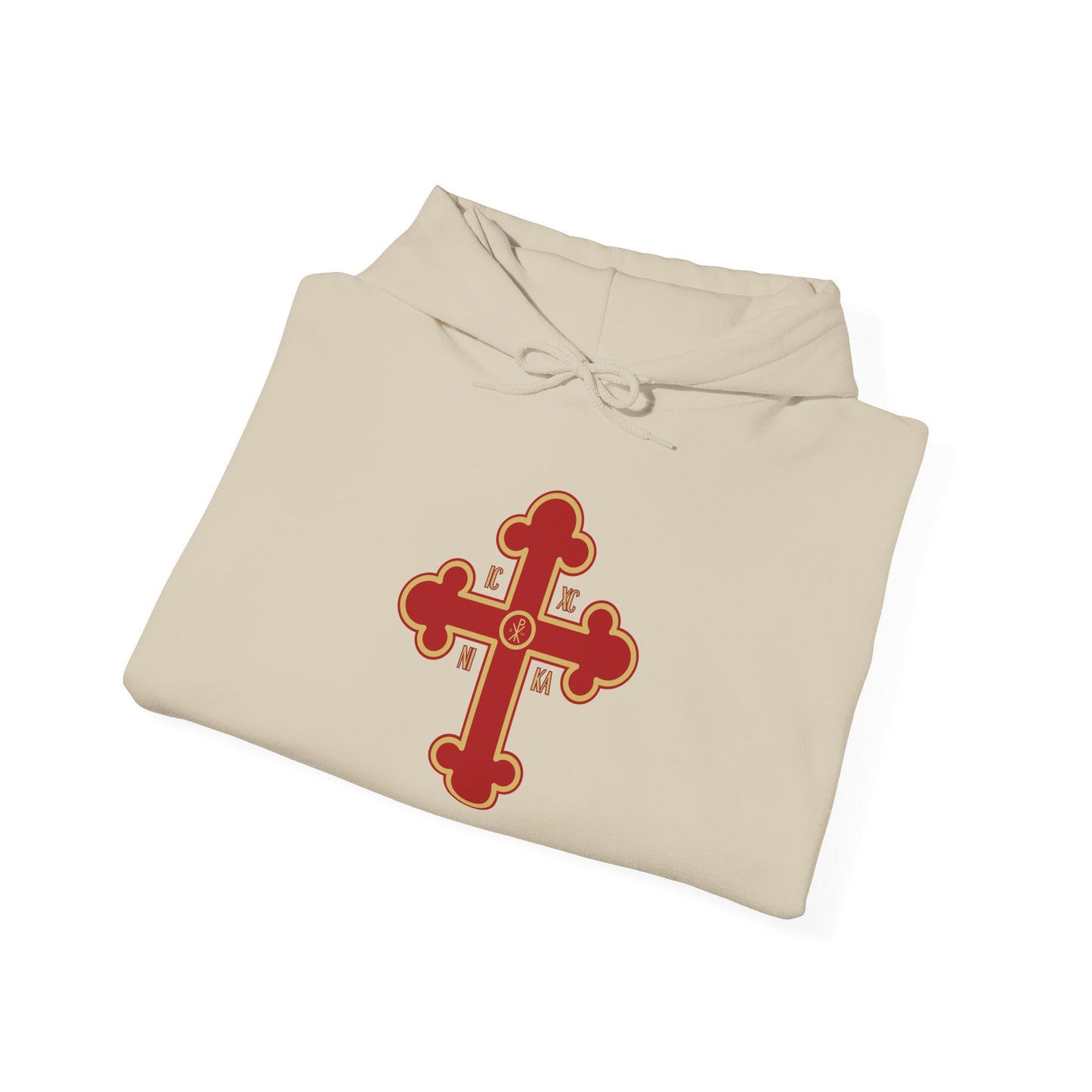 Greek Orthodox Cross Red Gold GOYA Unisex Heavy Blend™ Hooded Sweatshirt