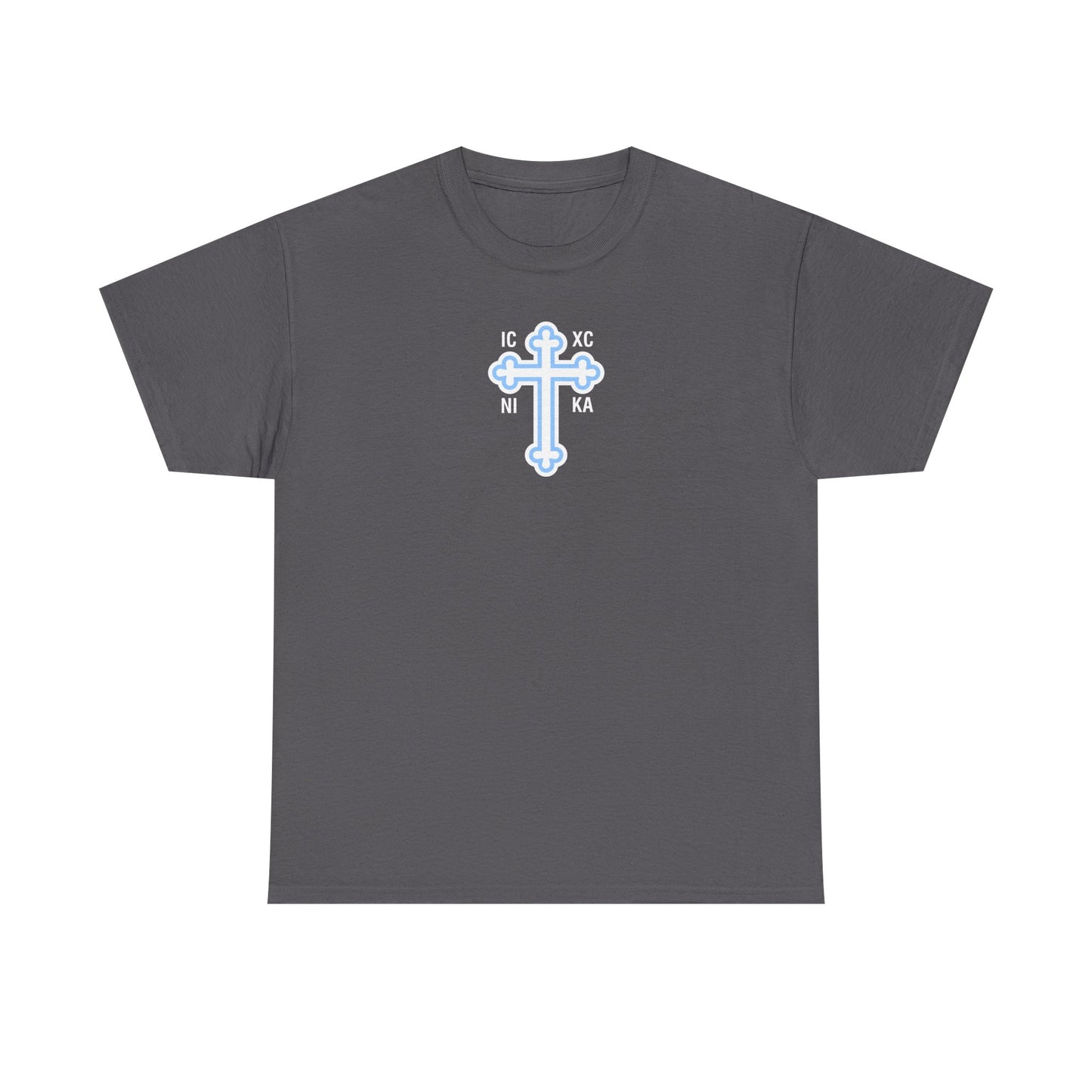 Greek Orthodox Cross White Blue GOYA Unisex Heavy Cotton Tee