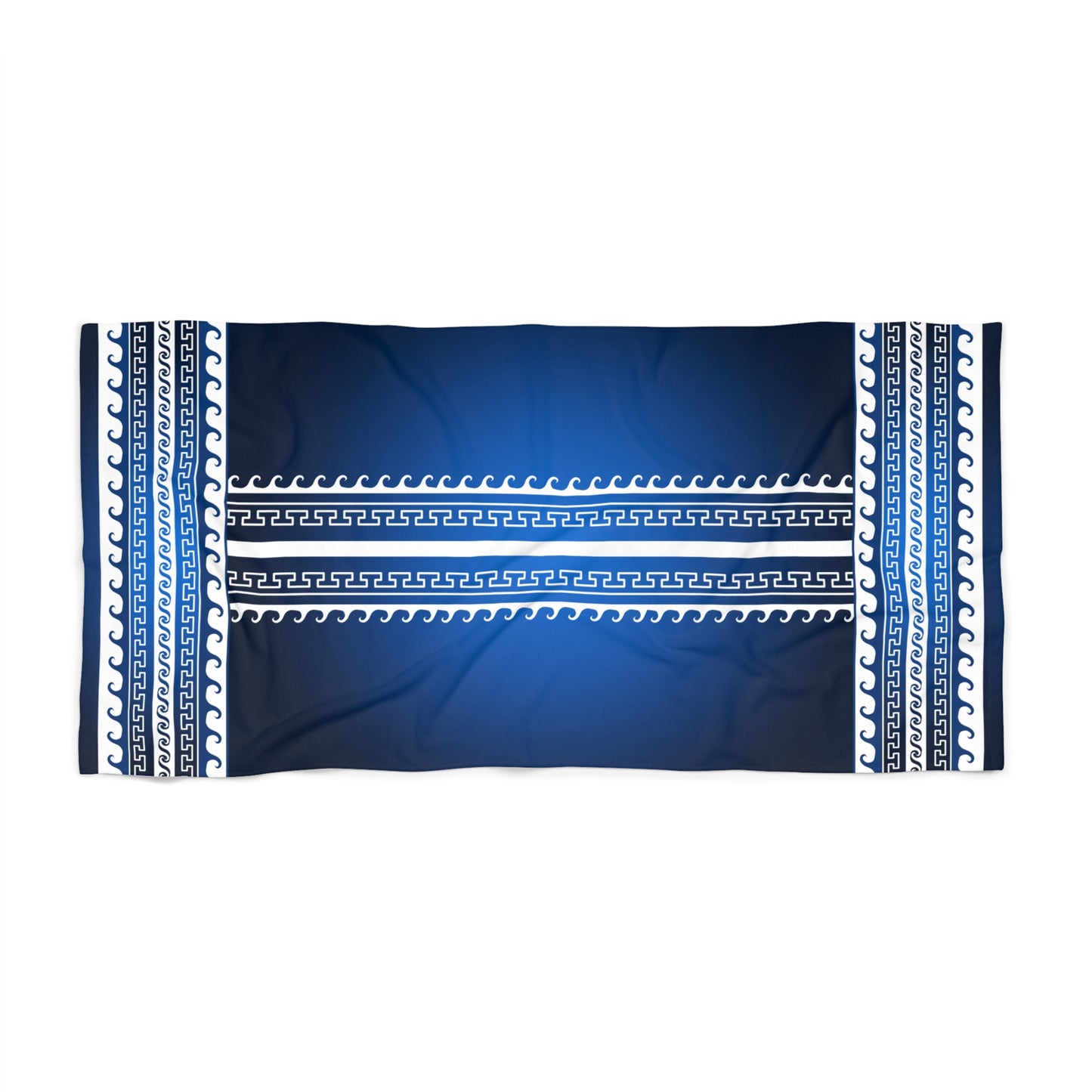 Blue White Greek Key Beach Towel