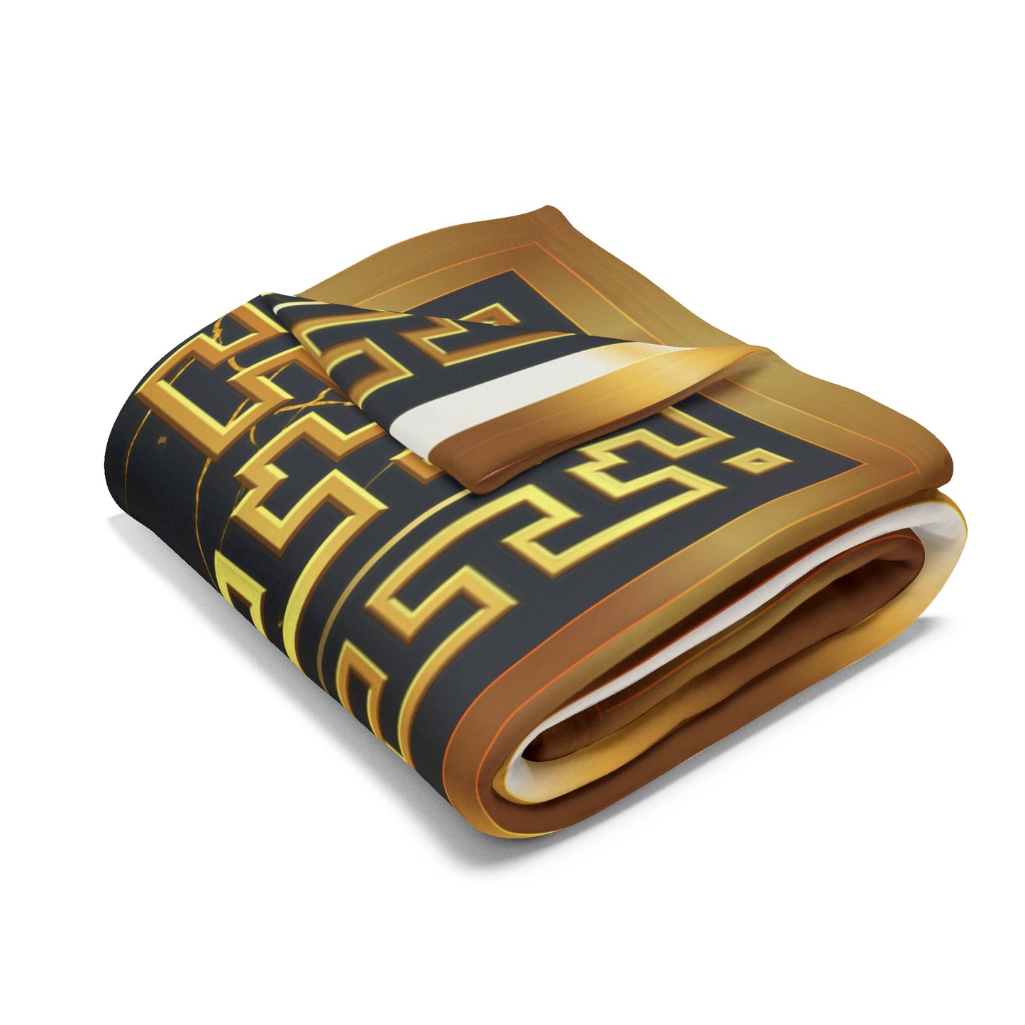 Greek Key Gold Black Marbleized Arctic Fleece Blanket
