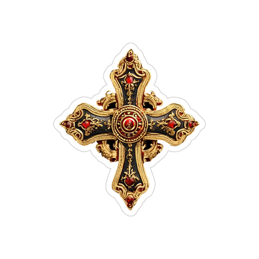 Greek Orthodox Gold Cross Transparent Outdoor Die-Cut Sticker