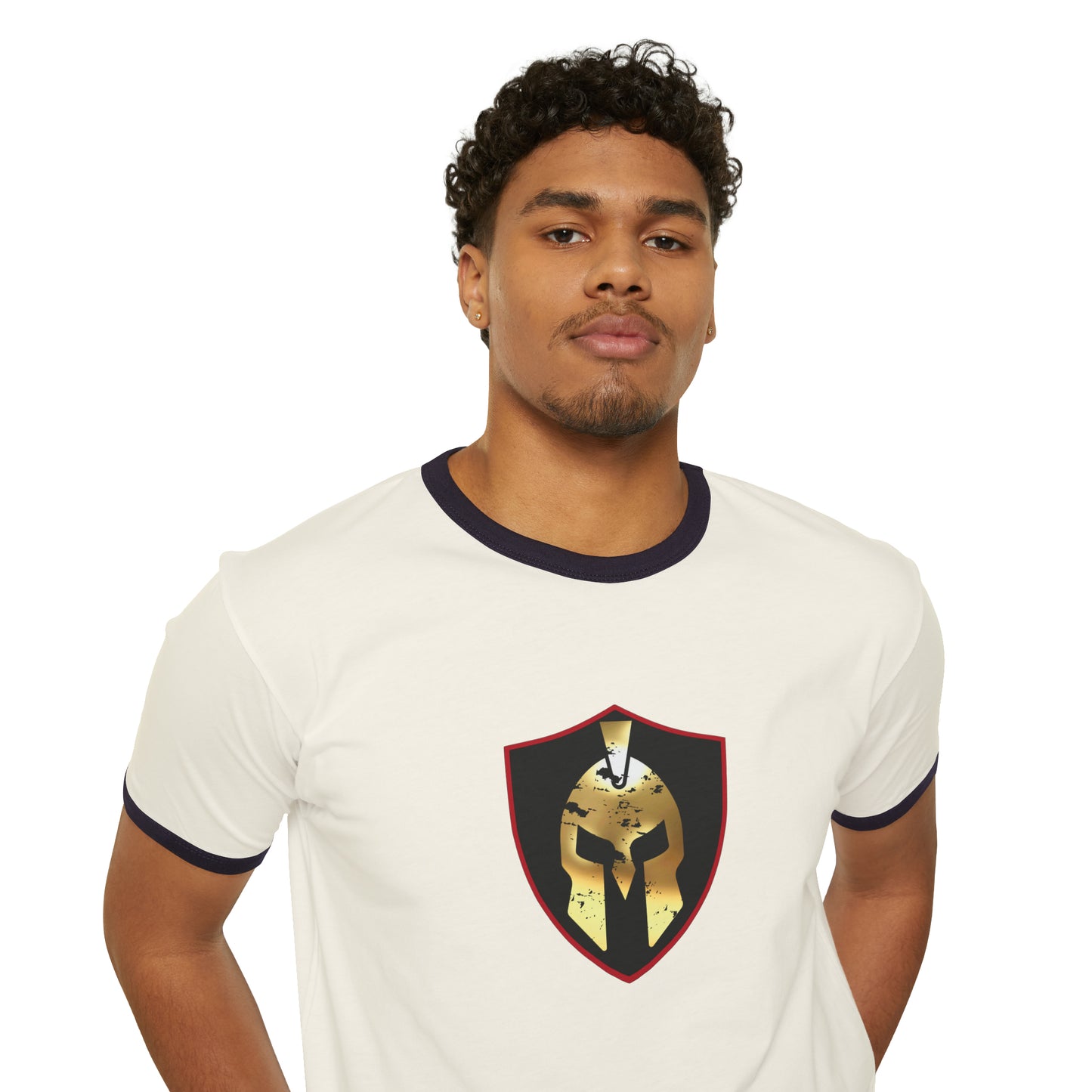 Spartan Helmet Gold Unisex Cotton Ringer T-Shirt
