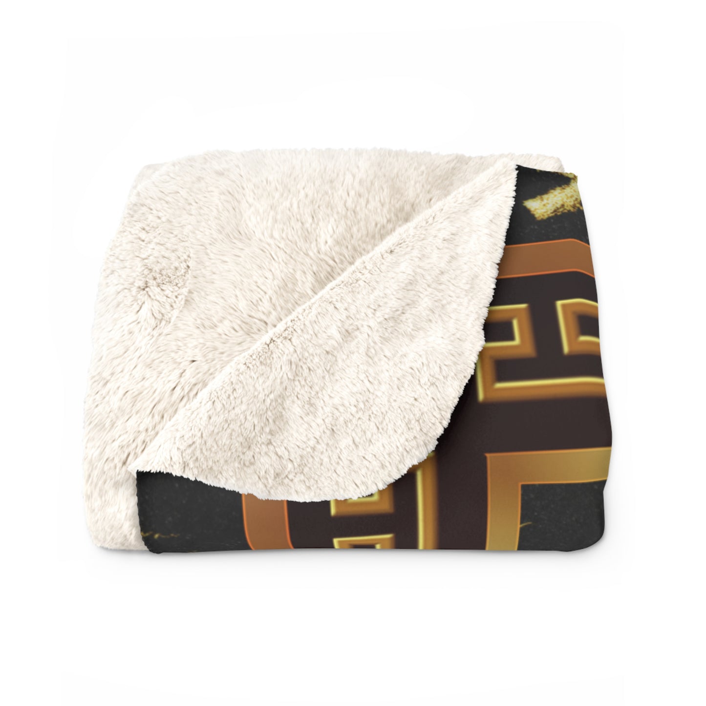 Gold Greek Key Maroon Black Gold Stone Sherpa Fleece Blanket