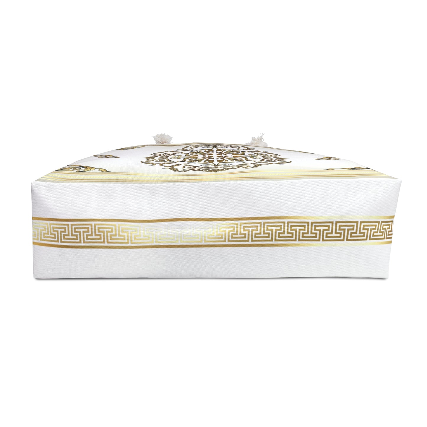 White Gold Greek Key Ornate Baroque Weekender Bag