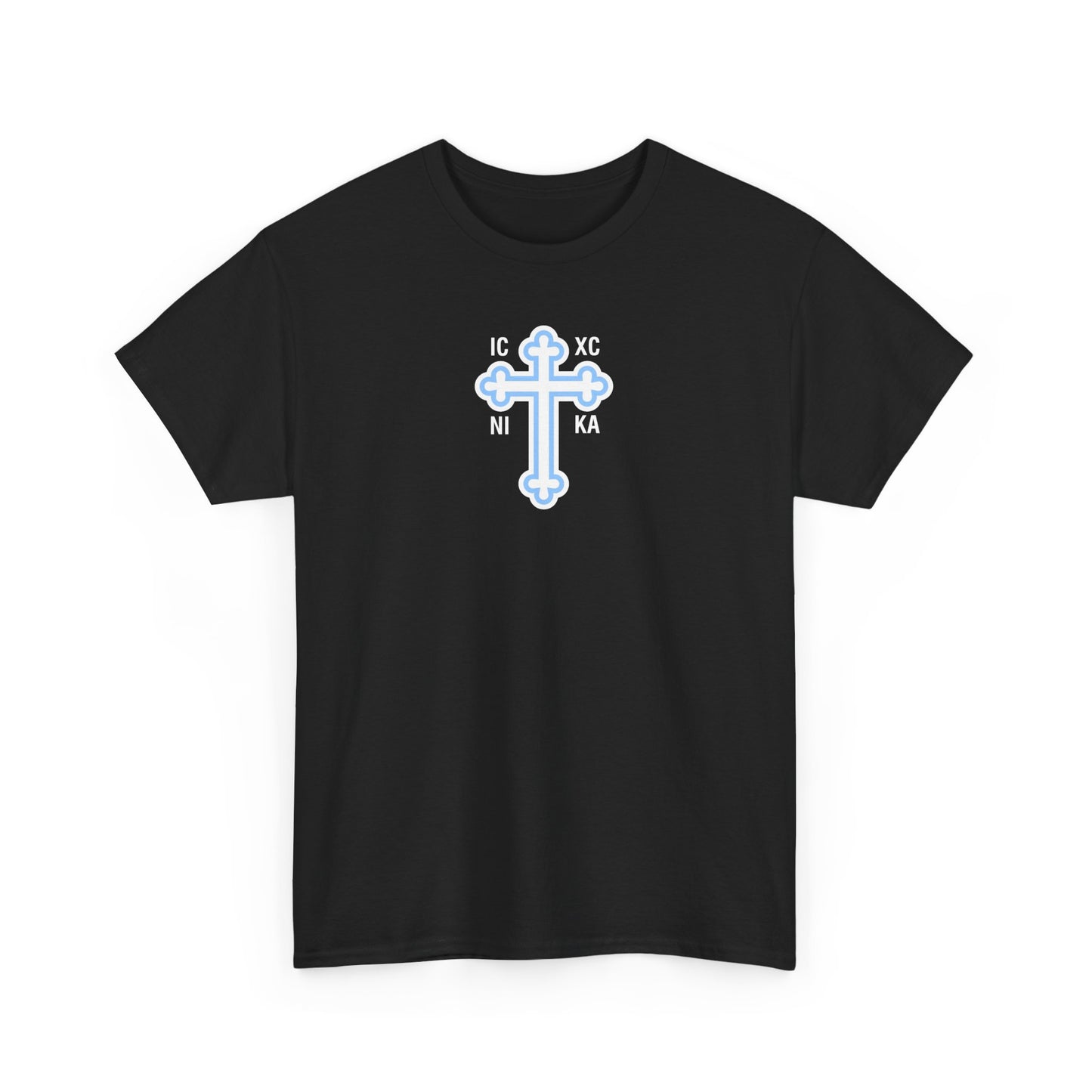 Greek Orthodox Cross White Blue GOYA Unisex Heavy Cotton Tee