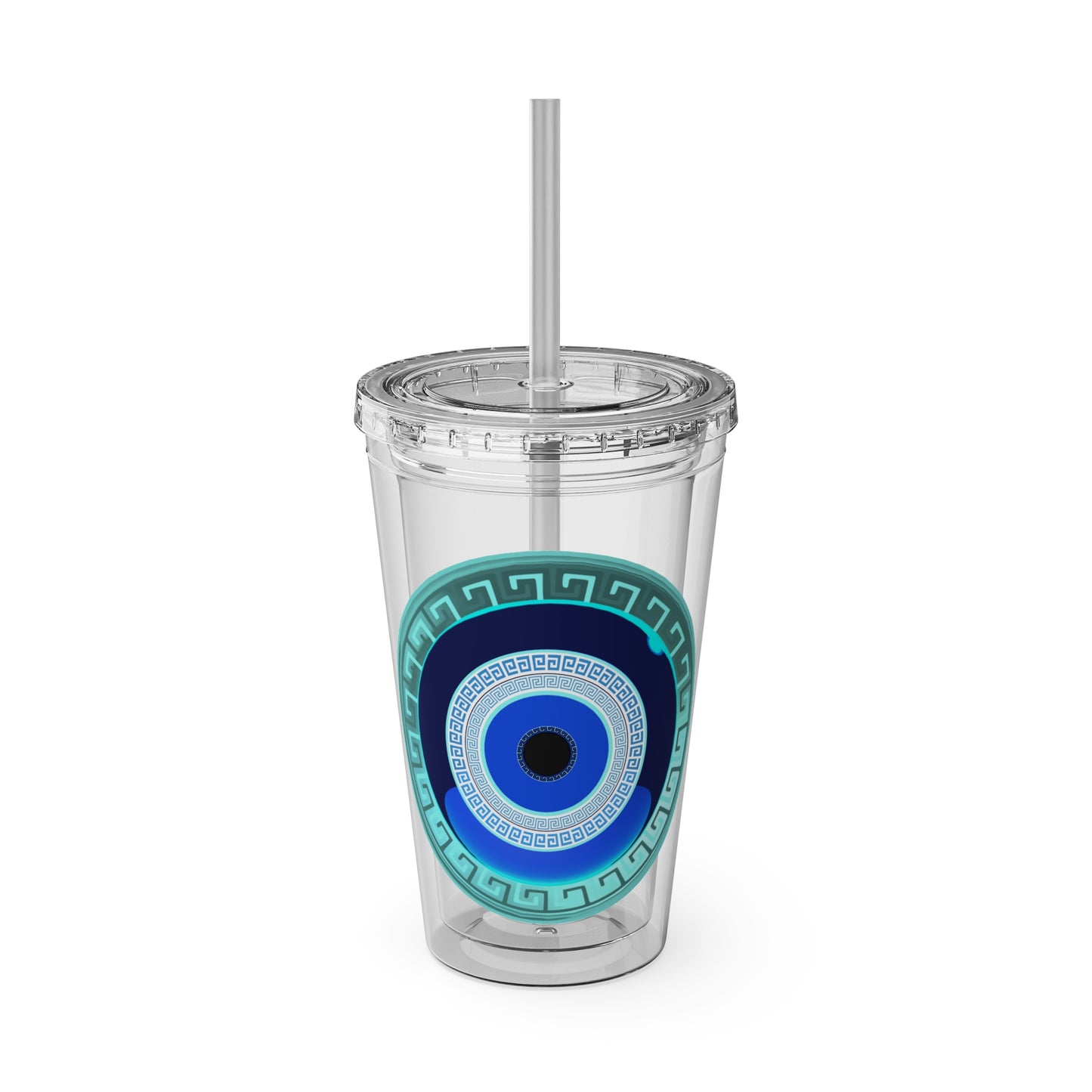 Mati Evil Eye Sunsplash Tumbler with Straw, 16oz