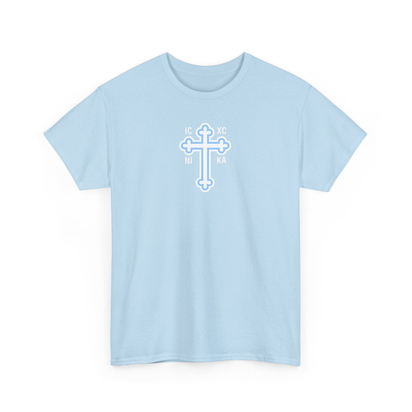 Greek Orthodox Cross White Blue GOYA Unisex Heavy Cotton Tee