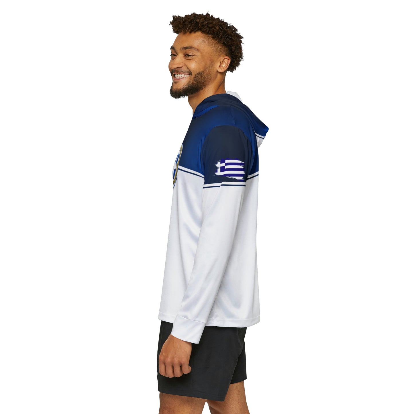 Ellas Greece Blue White Men's Sports Warmup Hoodie