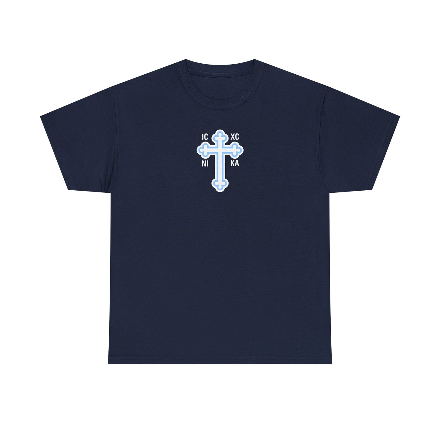 Greek Orthodox Cross White Blue GOYA Unisex Heavy Cotton Tee