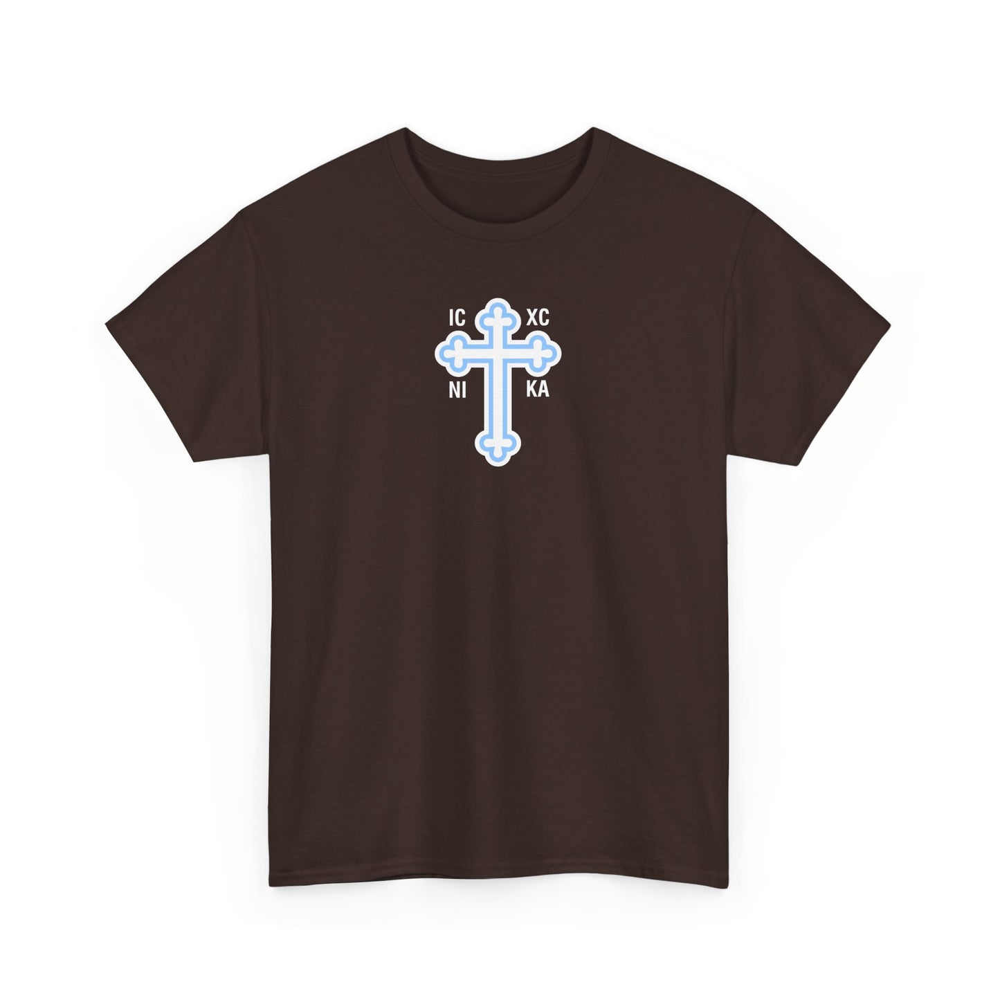 Greek Orthodox Cross White Blue GOYA Unisex Heavy Cotton Tee