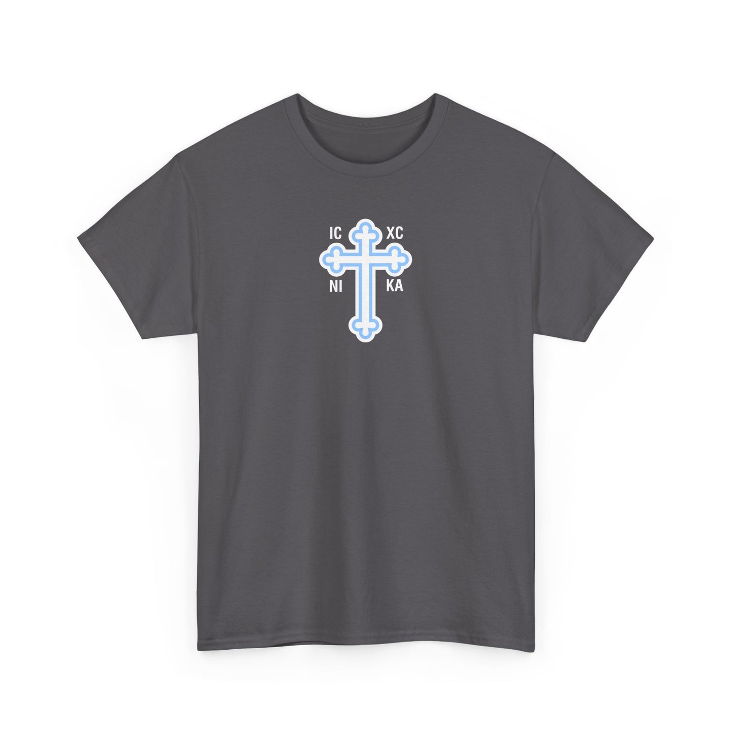 Greek Orthodox Cross White Blue GOYA Unisex Heavy Cotton Tee