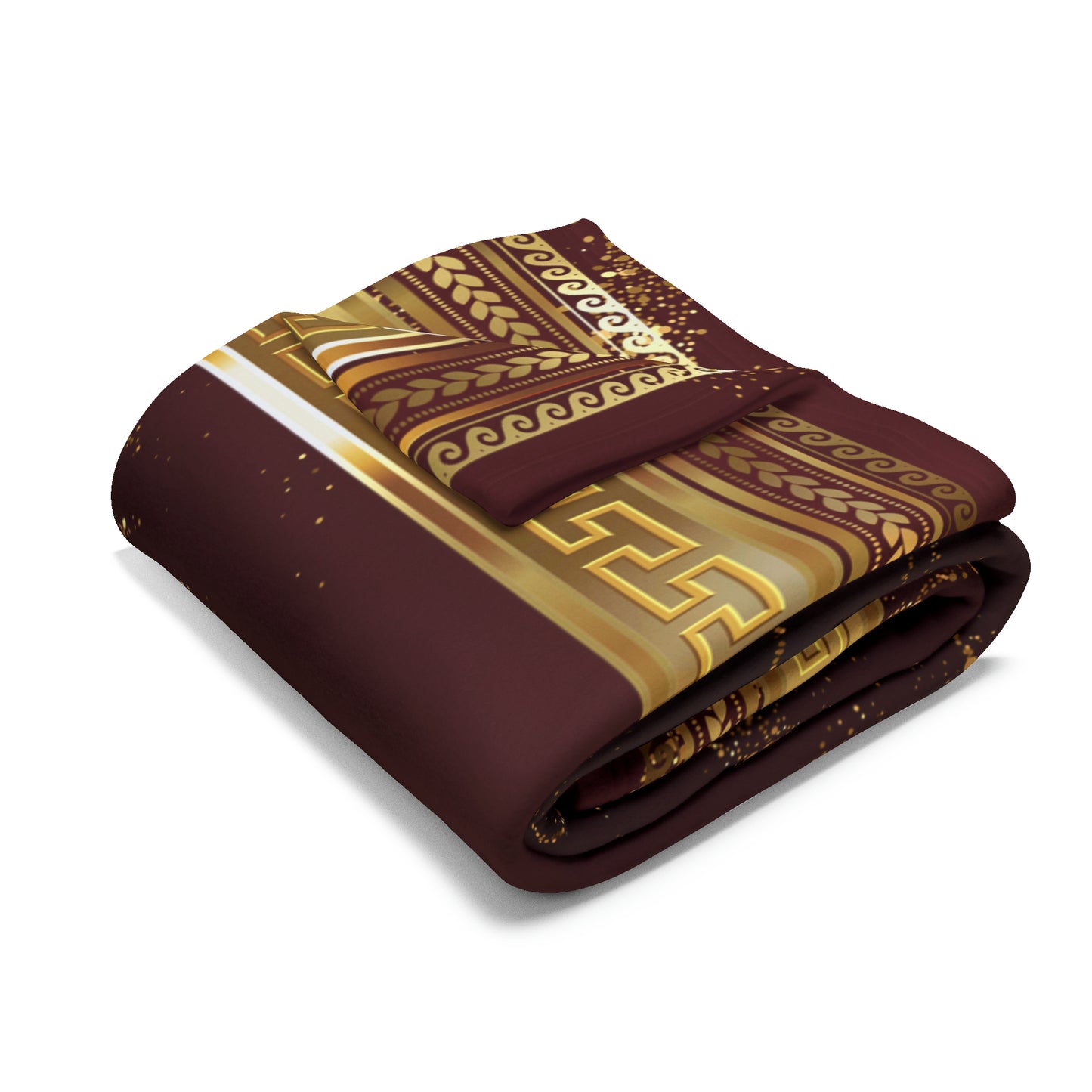 Greek Key Gold Flake Maroon Arctic Fleece Blanket
