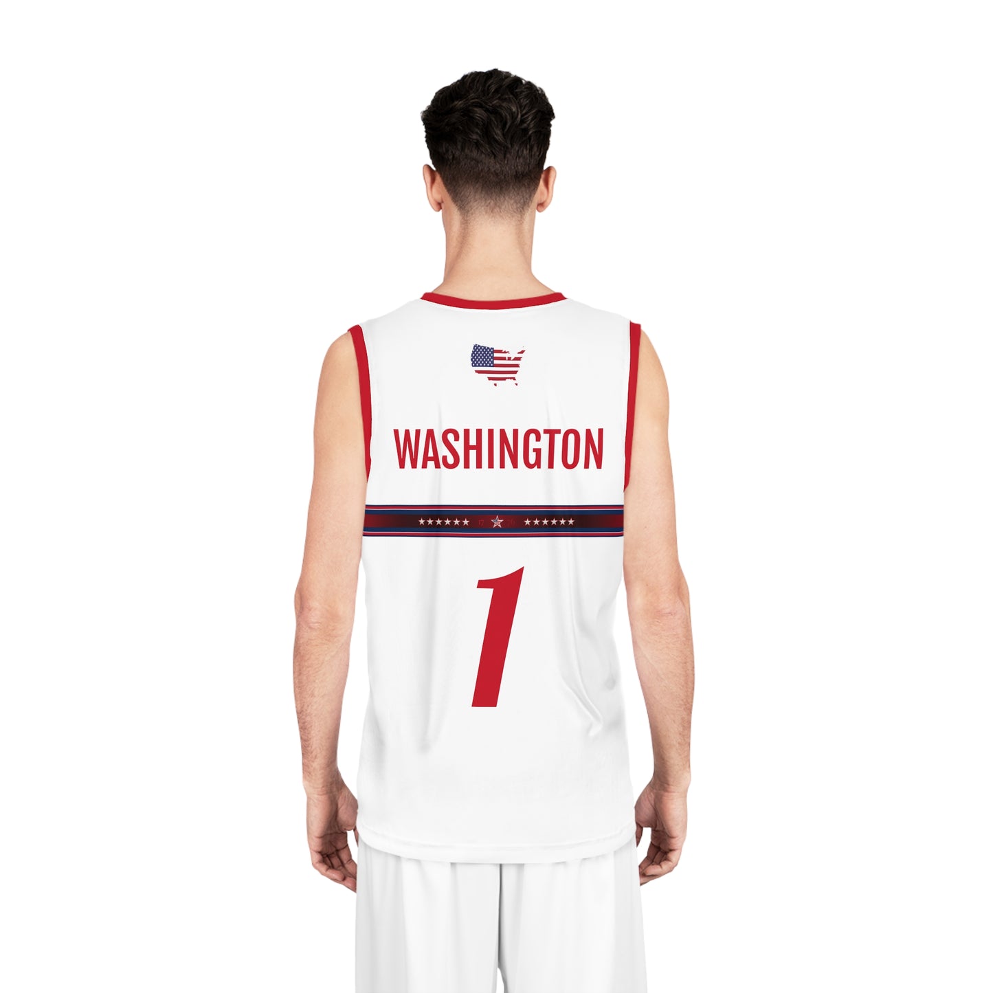 USA White Red Blue Washington Basketball Jersey