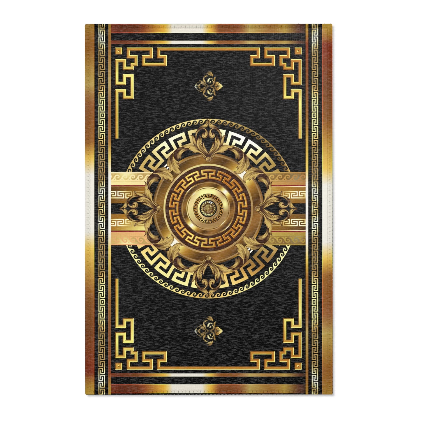 Golds Black Large Greek Keys Ornate Area Rugs