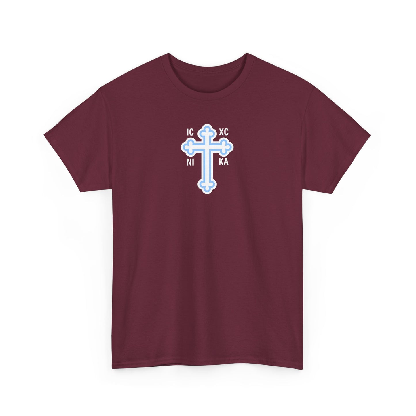 Greek Orthodox Cross White Blue GOYA Unisex Heavy Cotton Tee