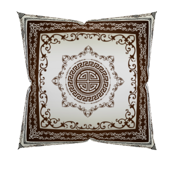 Greek Key Maroon Khaki Ornate Premium Pillow
