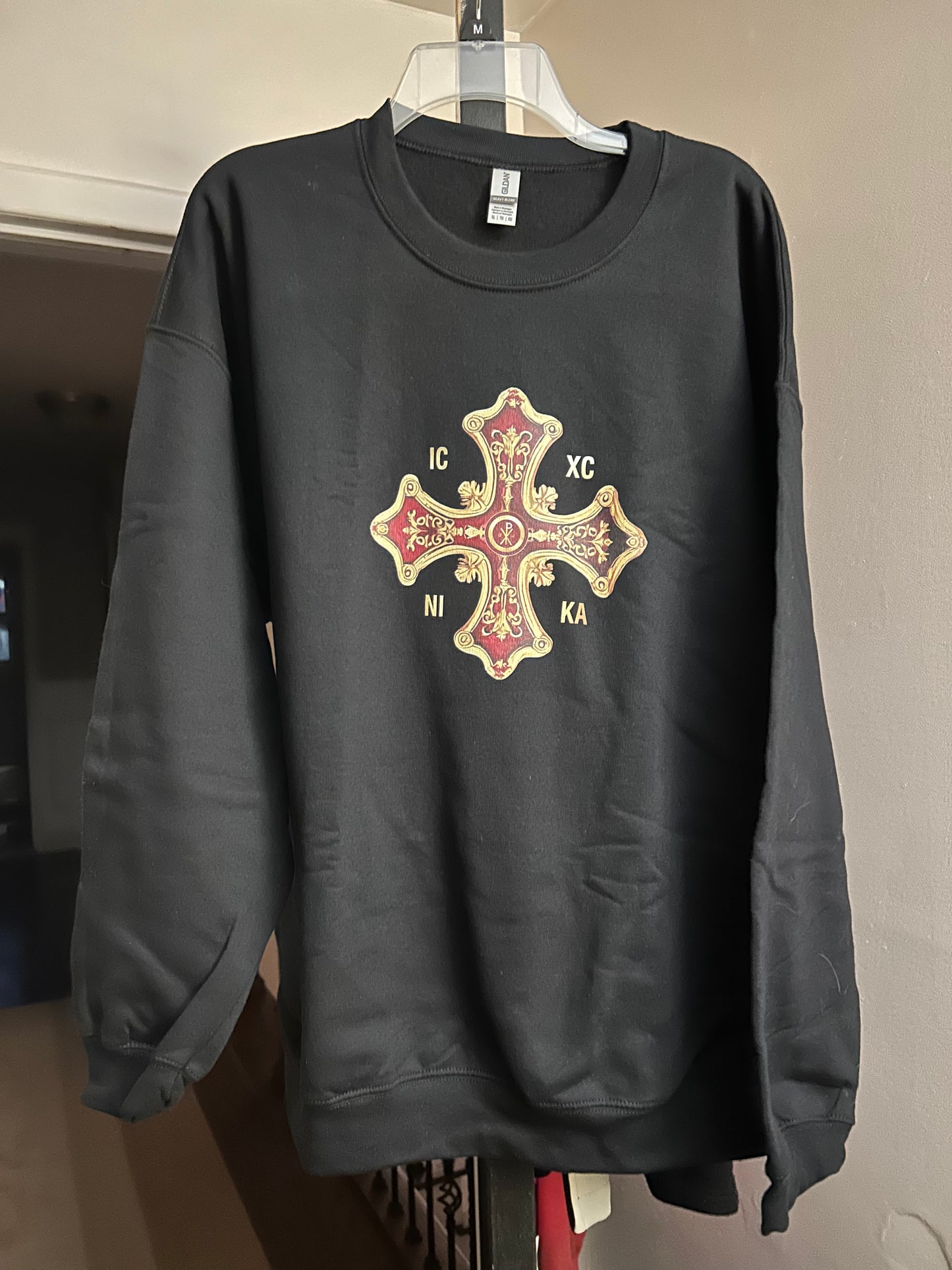 Greek Orthodox Cross Gold Red Ultra Cotton Long Sleeve Tee